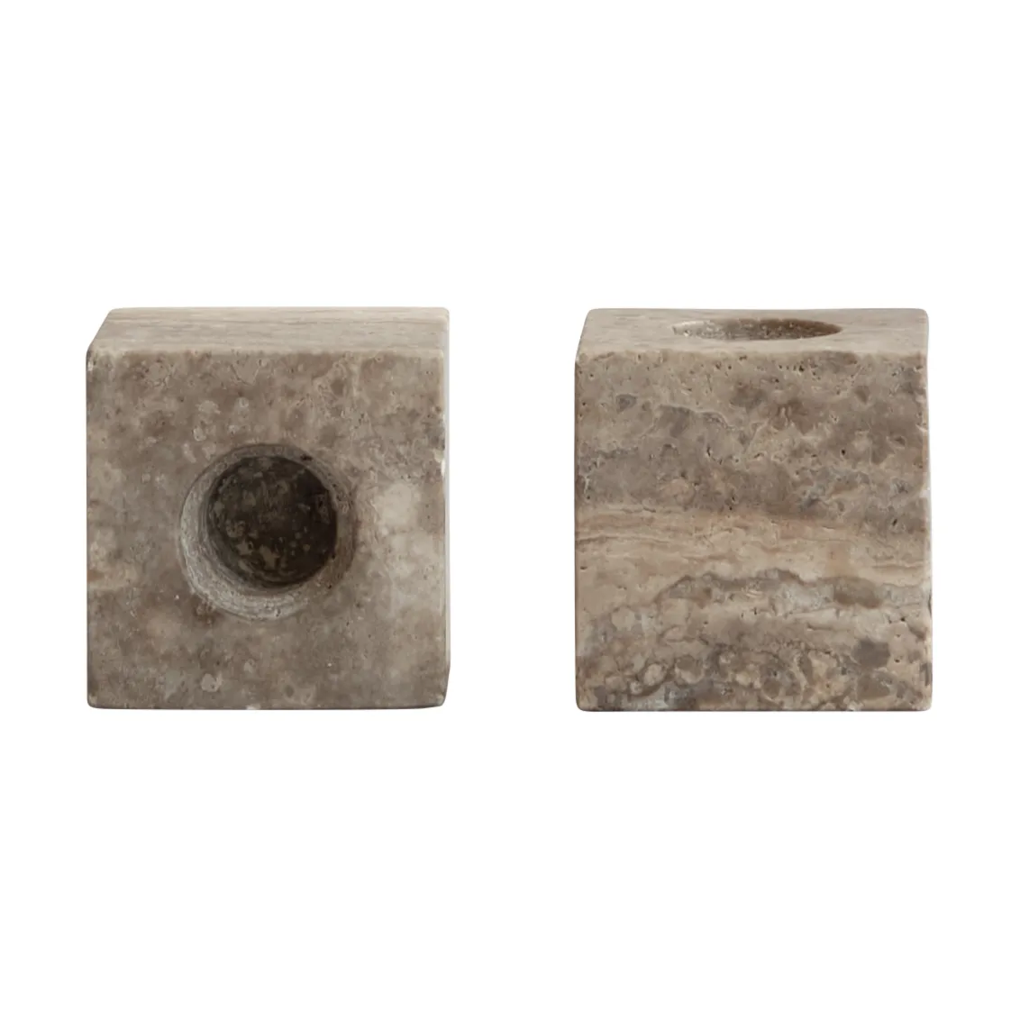 Cube ljusstake 2-pack, Silver Travertine 101 Copenhagen