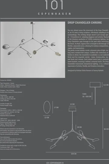 Drop Chandelier takkrona - Chrome - 101 Copenhagen