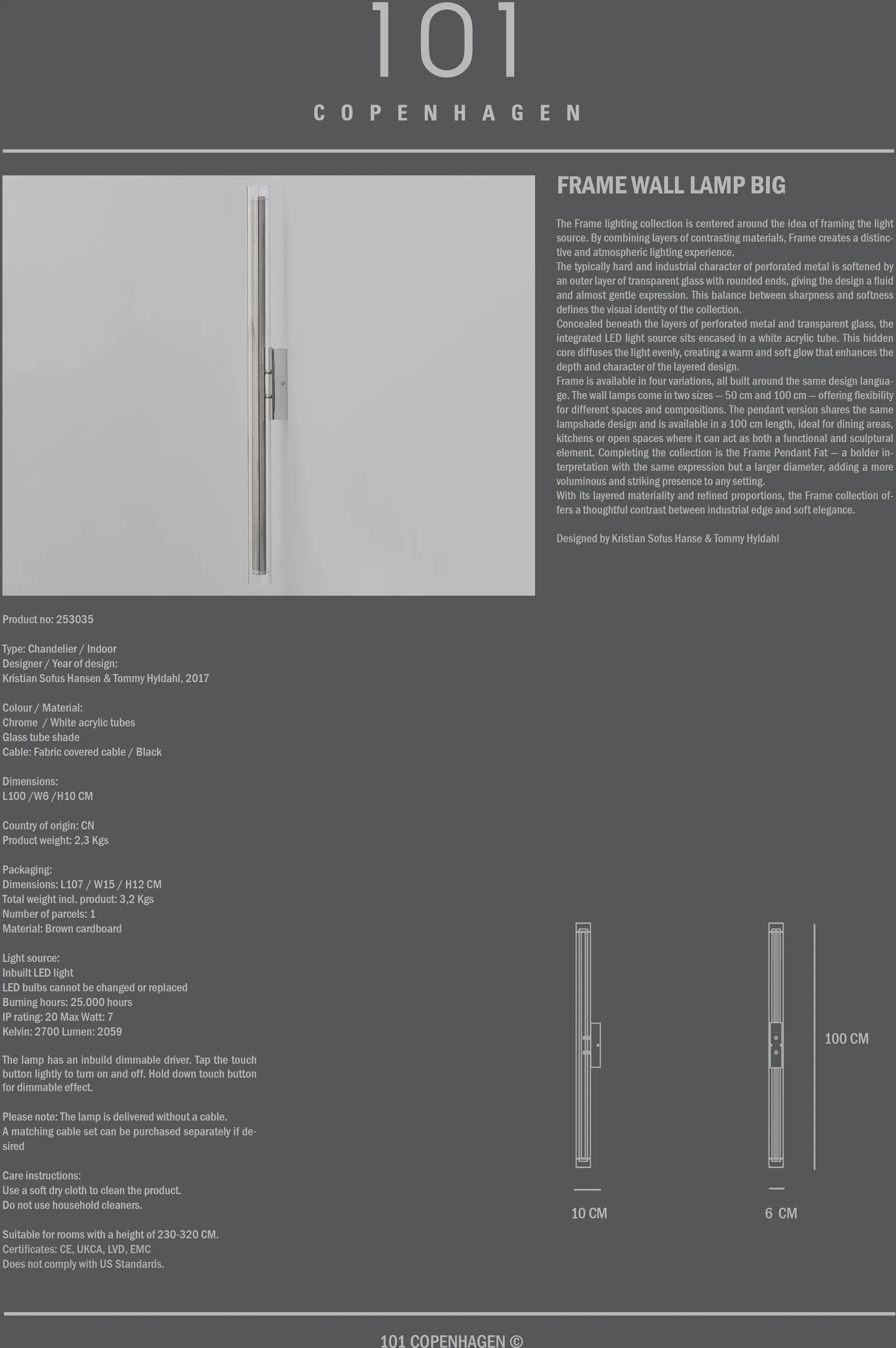 Frame vägglampa big, Chrome 101 Copenhagen