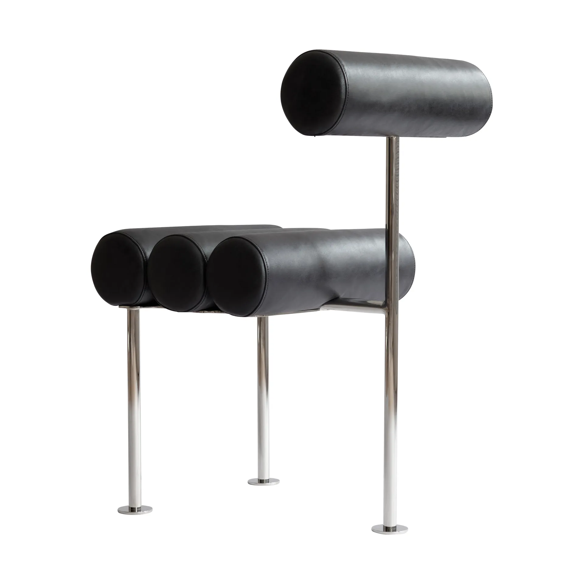 Hiro dining chair, Stainless steel-aniline leather black 101 Copenhagen