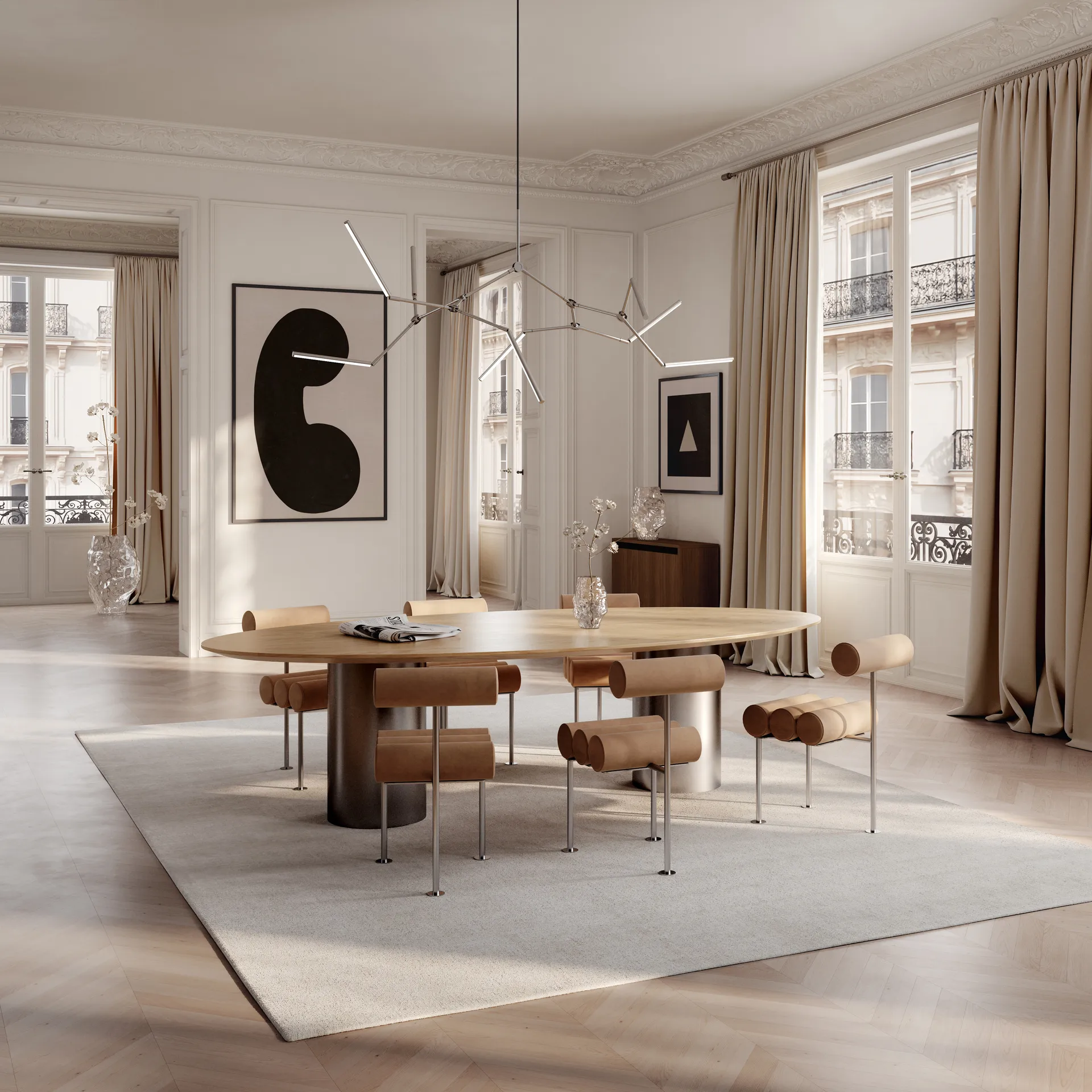 Stick chandelier takkrona, Chrome 101 Copenhagen