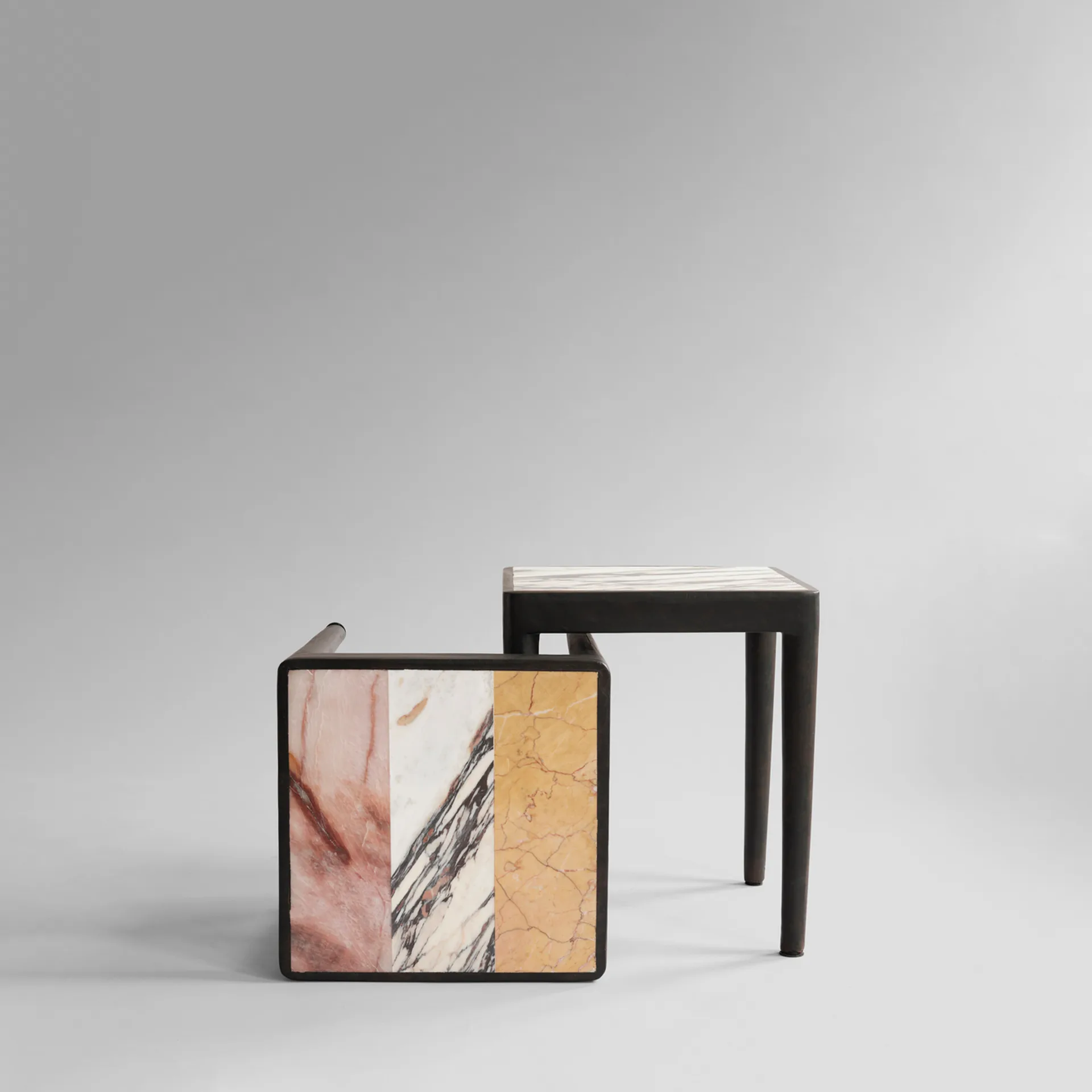 Tairu bord 38x38 cm striped, Peach-Calacatta-Yellow 101 Copenhagen