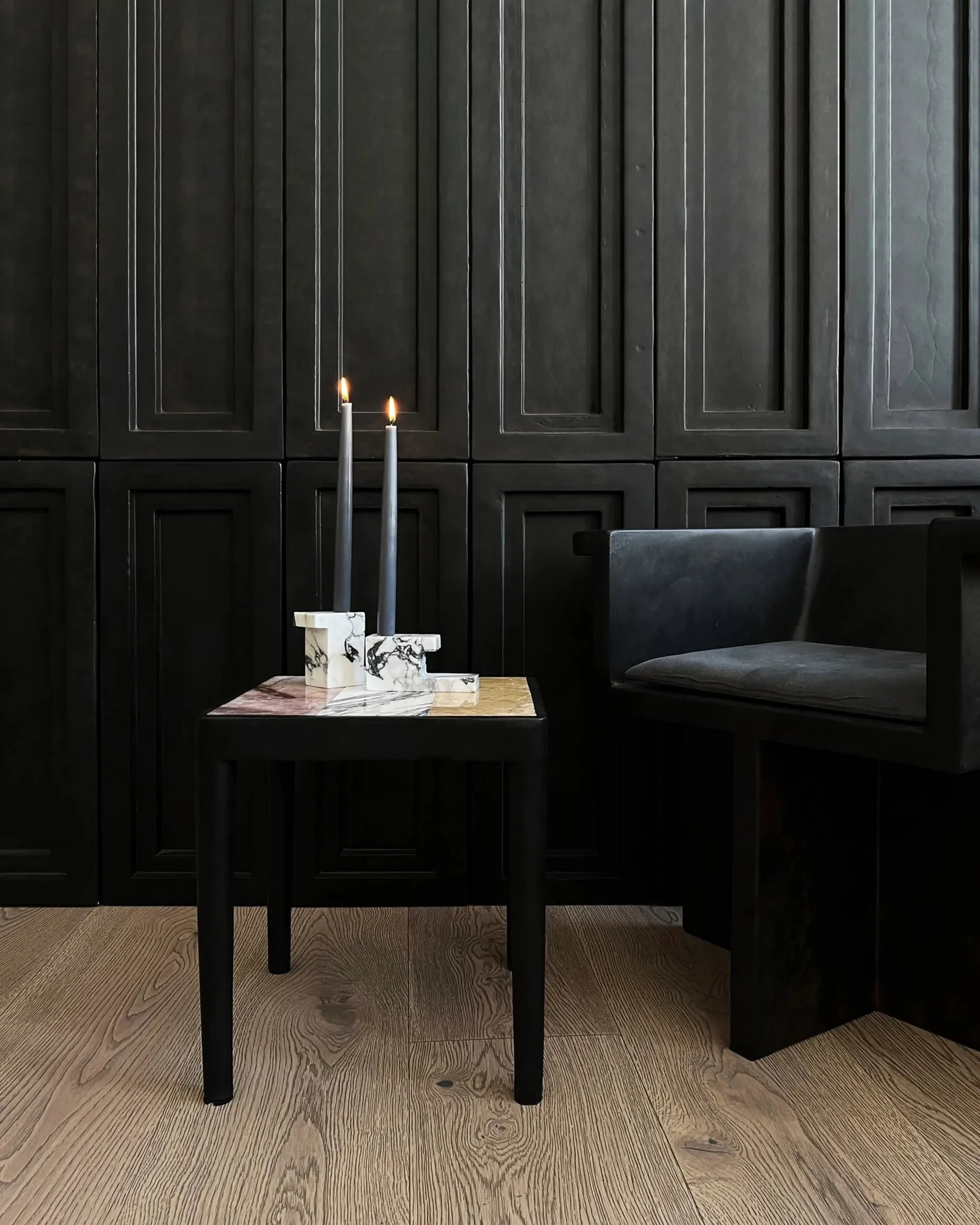 Tairu bord 38x38 cm striped, Peach-Calacatta-Yellow 101 Copenhagen