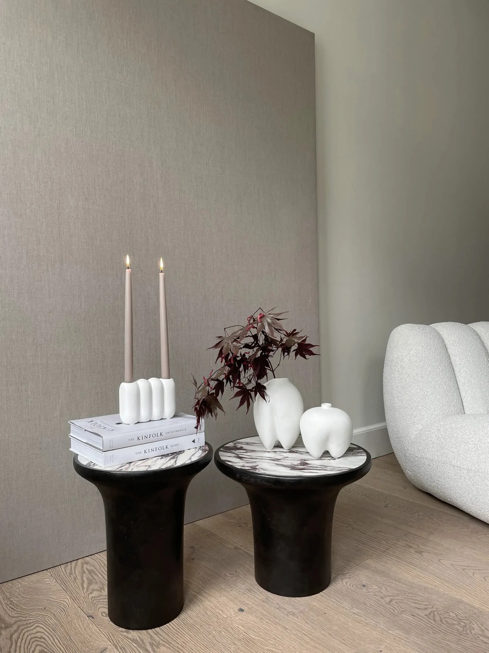 Tairu sidobord tall Ø35 cm, Calacatta 101 Copenhagen