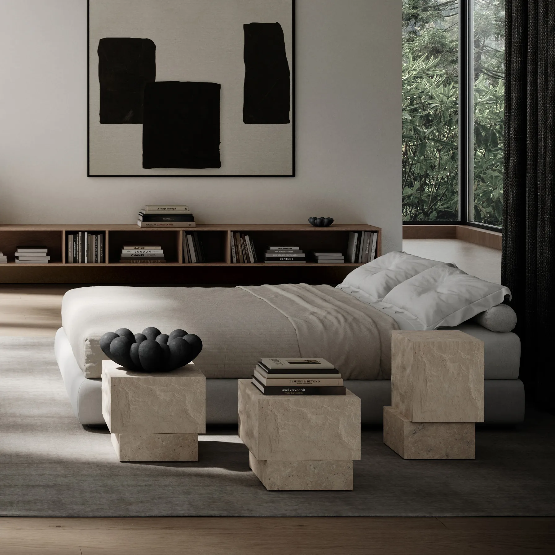 Temple sidobord low 42x40 cm, Chrome-limestone 101 Copenhagen