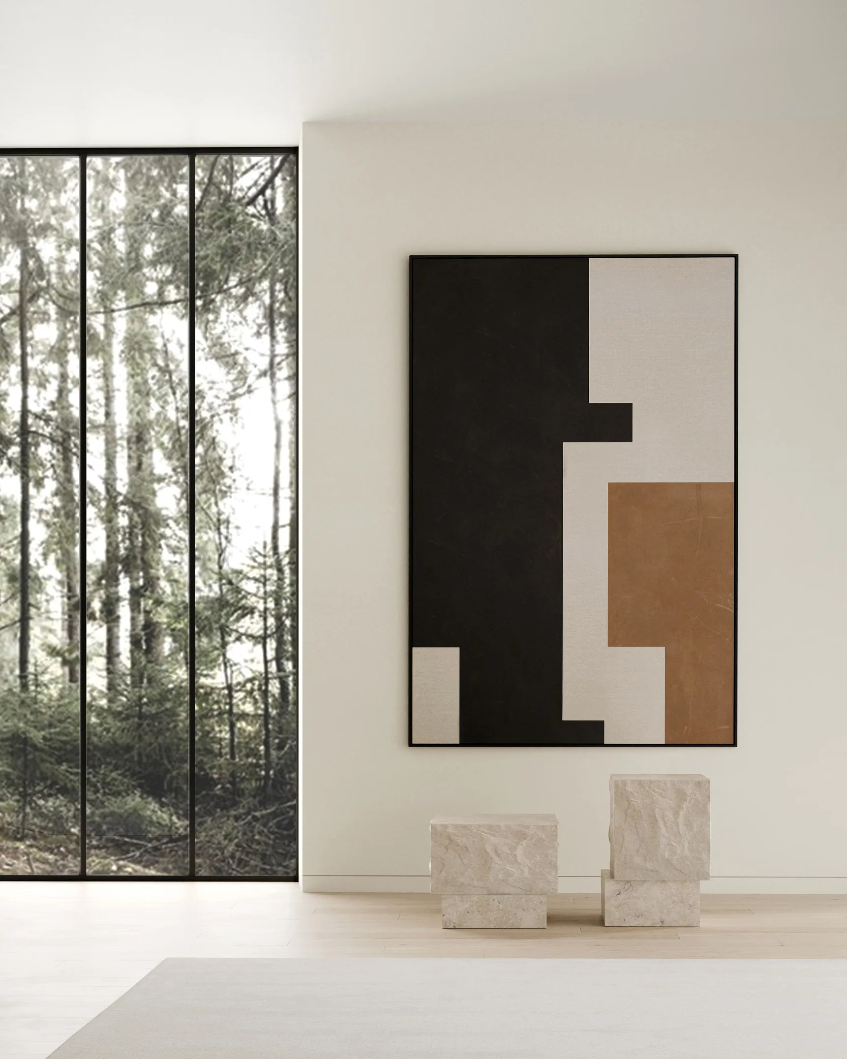 Temple sidobord low 42x40 cm, Chrome-limestone 101 Copenhagen