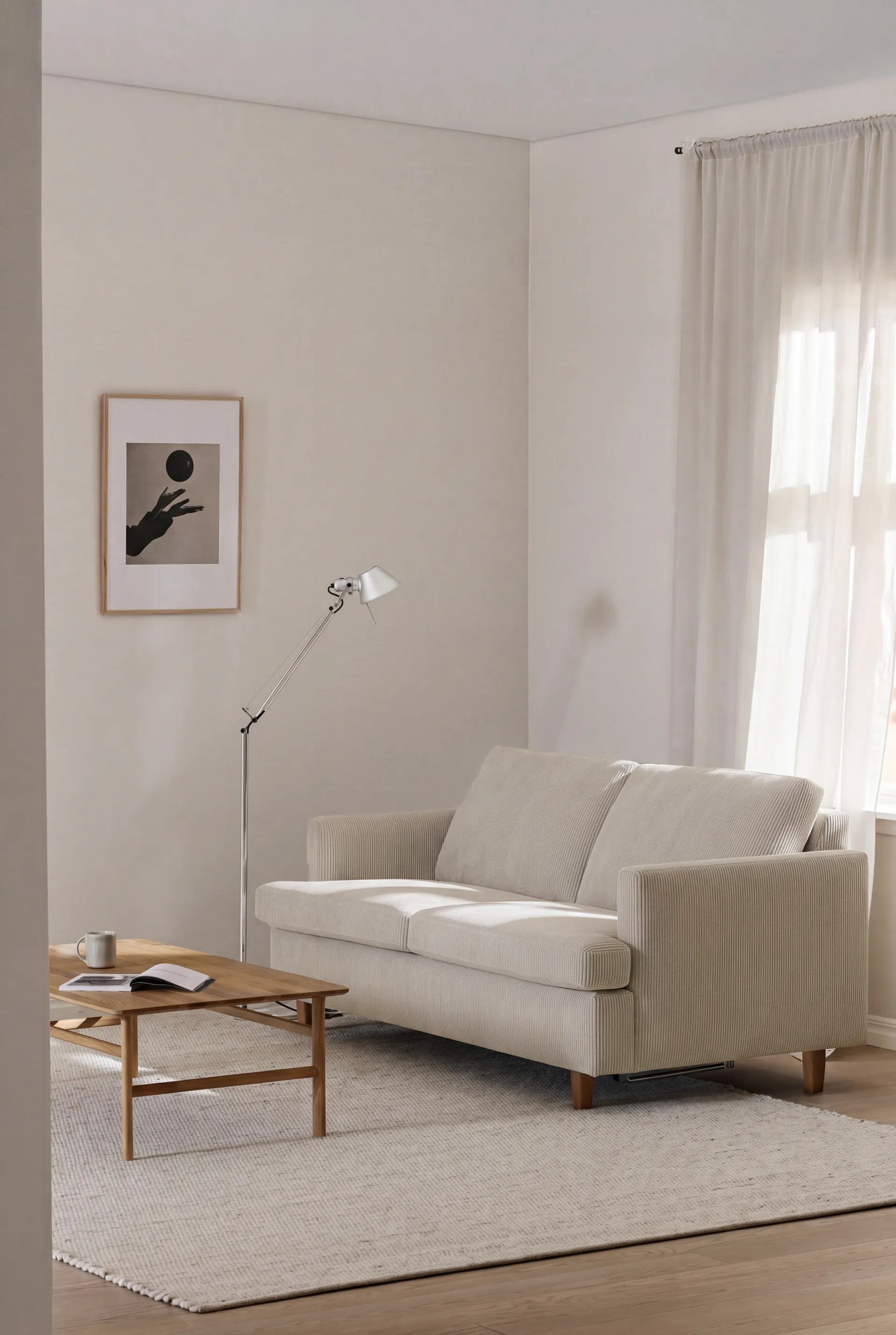 Binga 2,5-sits bäddsoffa, Jump Beige 1956-mörkbetsad ask 1898