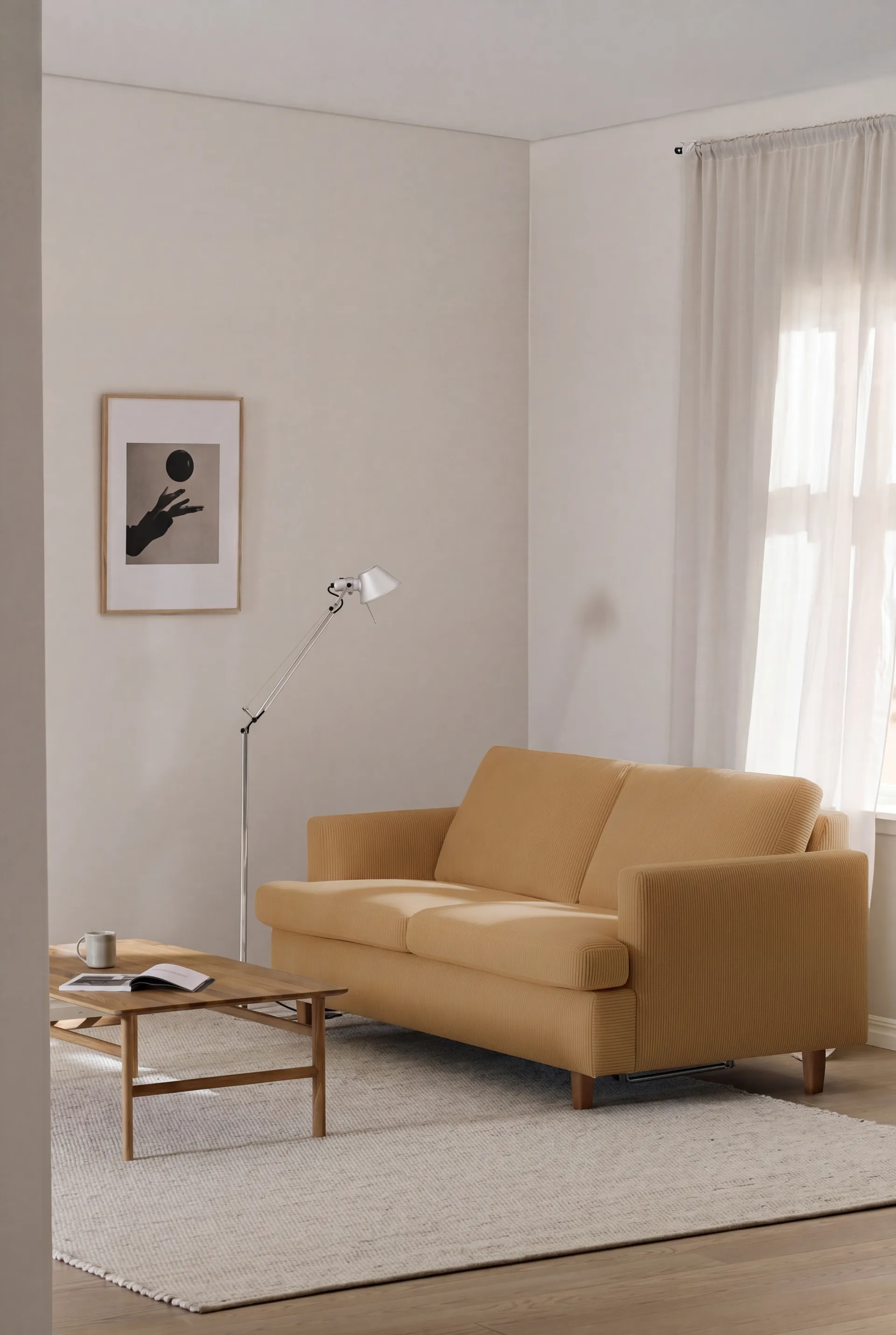 Binga 2,5-sits bäddsoffa, Jump Honey 1959-ekbetsad ask 1898