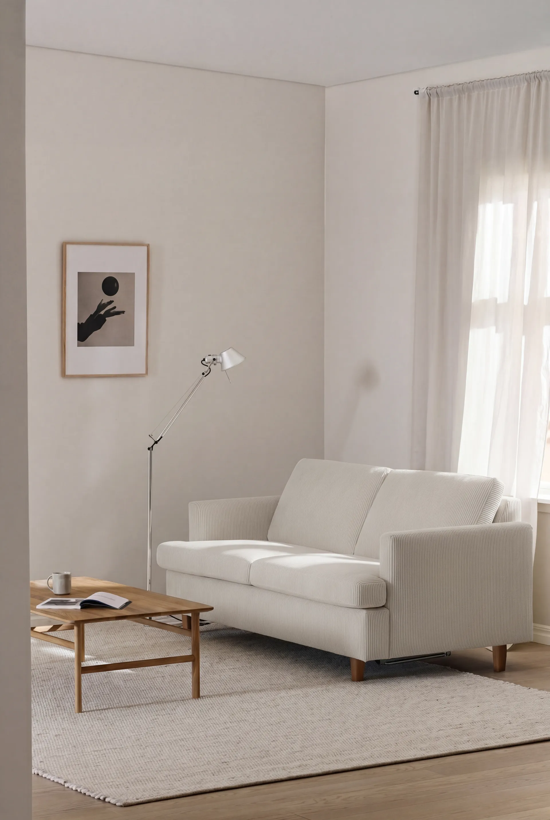 Binga 2,5-sits bäddsoffa, Jump Off White 1954-mörkbetsad ask 1898