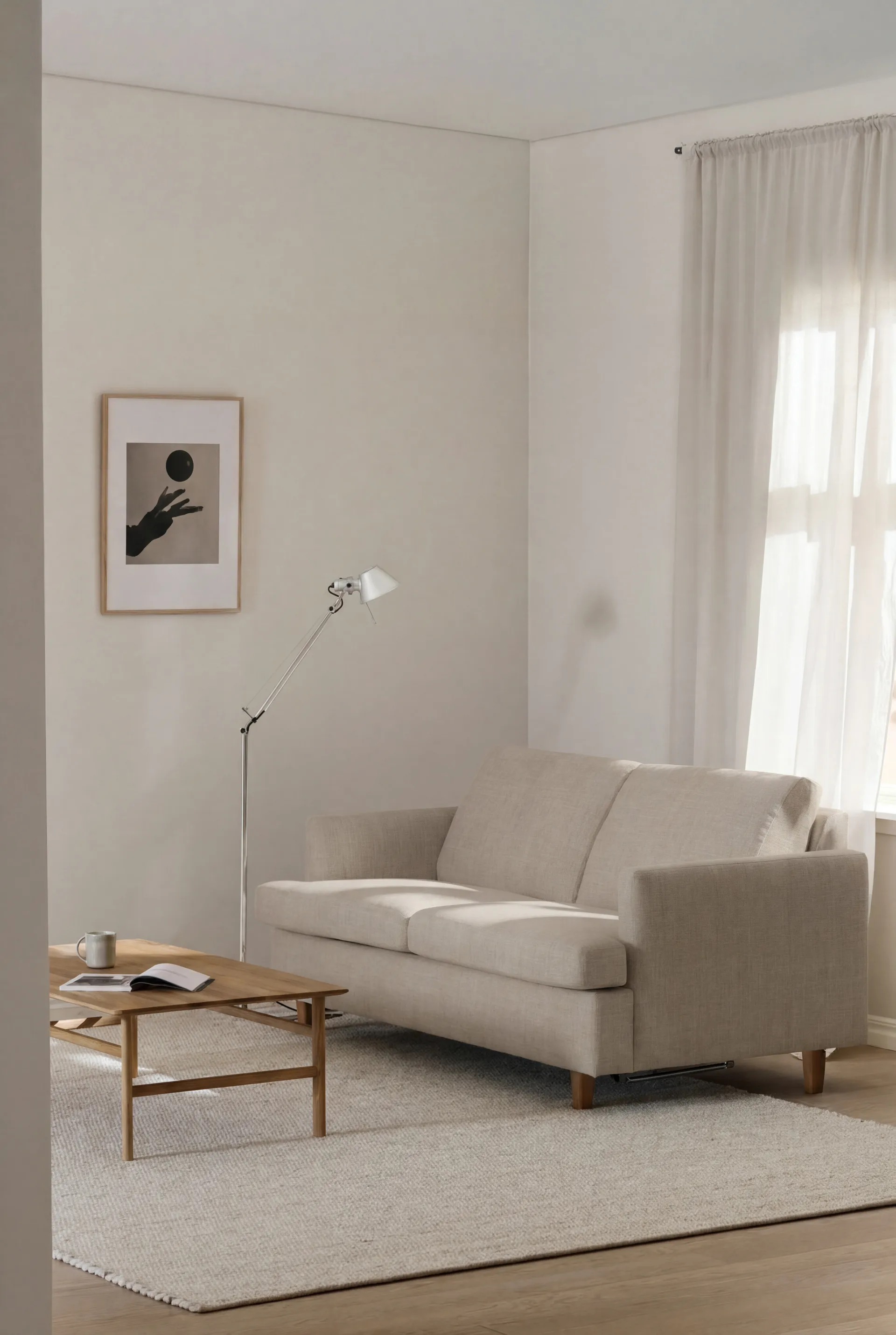 Binga 2,5-sits bäddsoffa, Same Beige 6670-mörkbetsad ask 1898