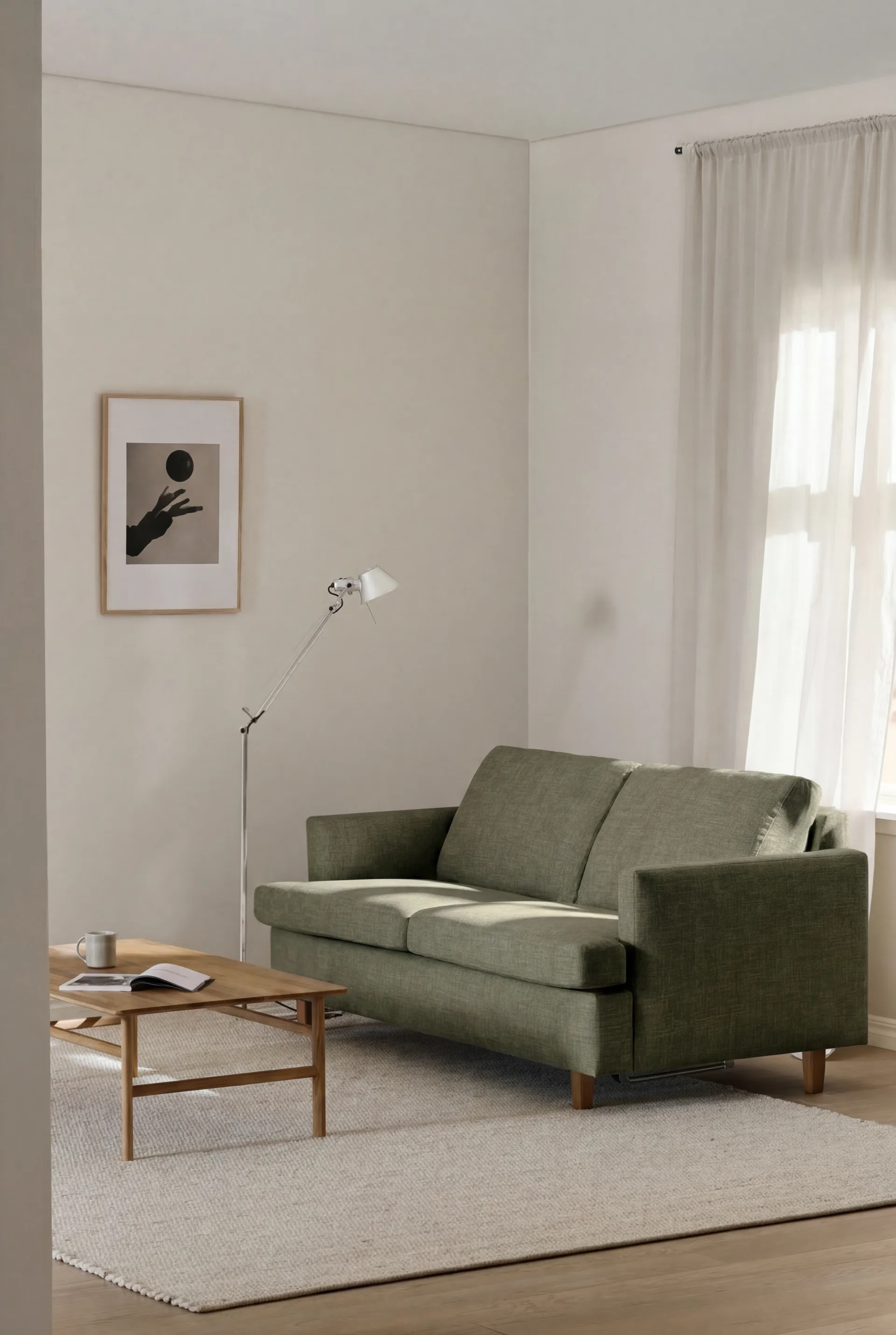 Binga 2,5-sits bäddsoffa, Same Forest 6677-ekbetsad ask 1898