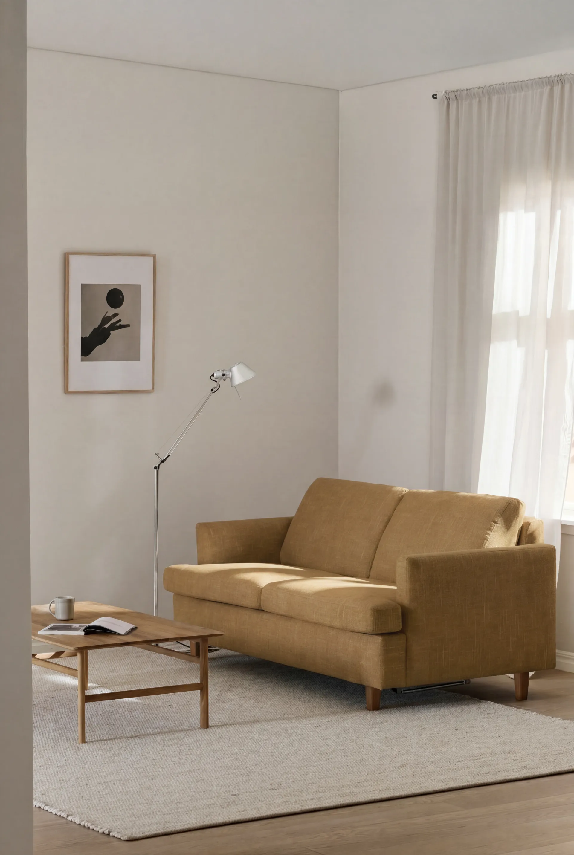 Binga 2,5-sits bäddsoffa, Same Ochre 6676-ekbetsad ask 1898