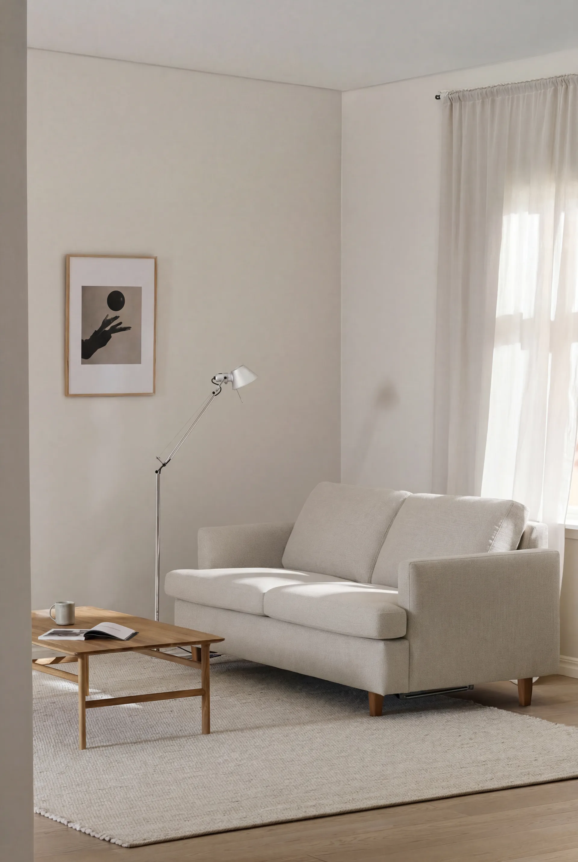 Binga 2,5-sits bäddsoffa, Same Off White 6671-mörkbetsad ask 1898