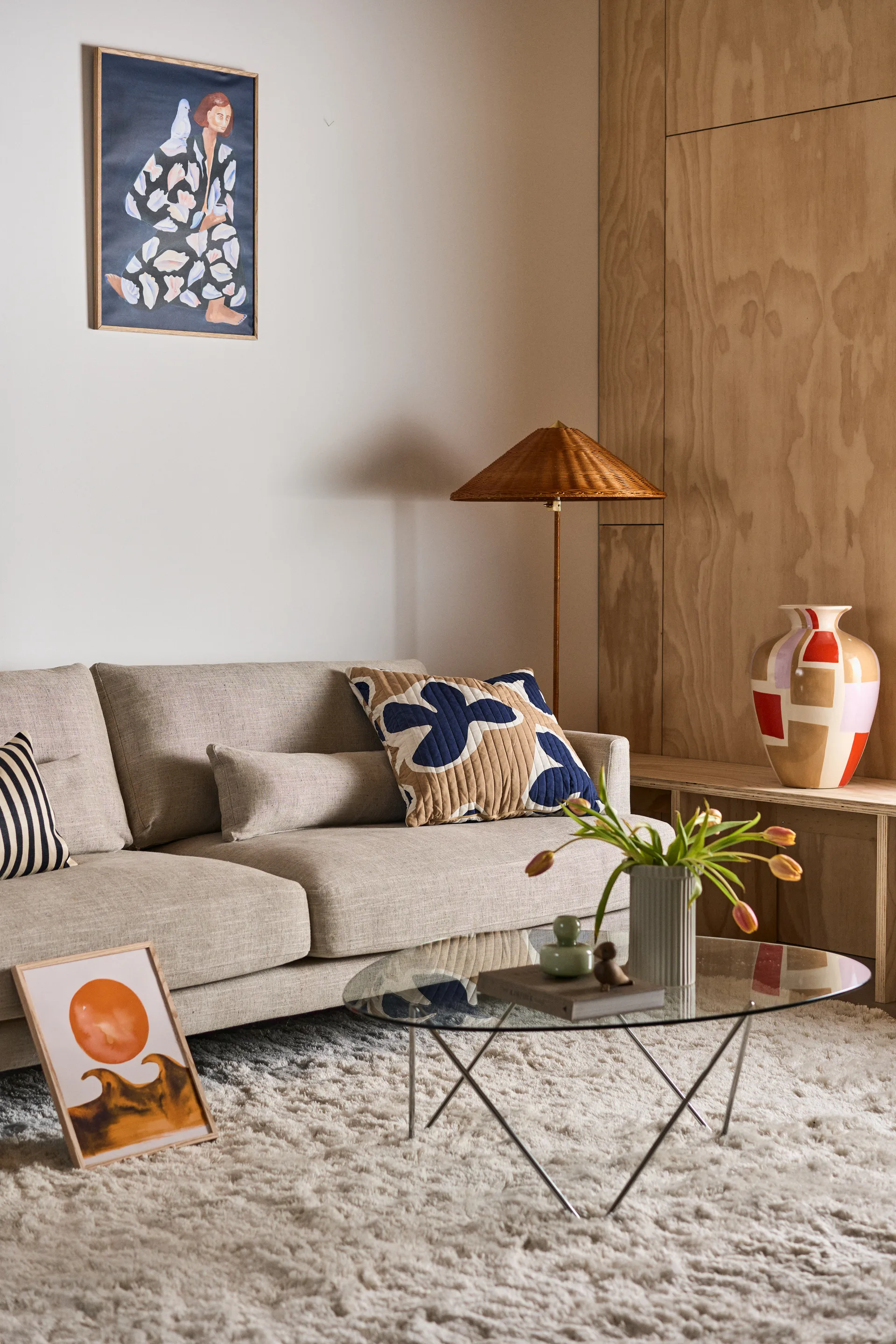 Bredhult soffa 3-sits, Bern 0341 beige-vitoljad ek 1898