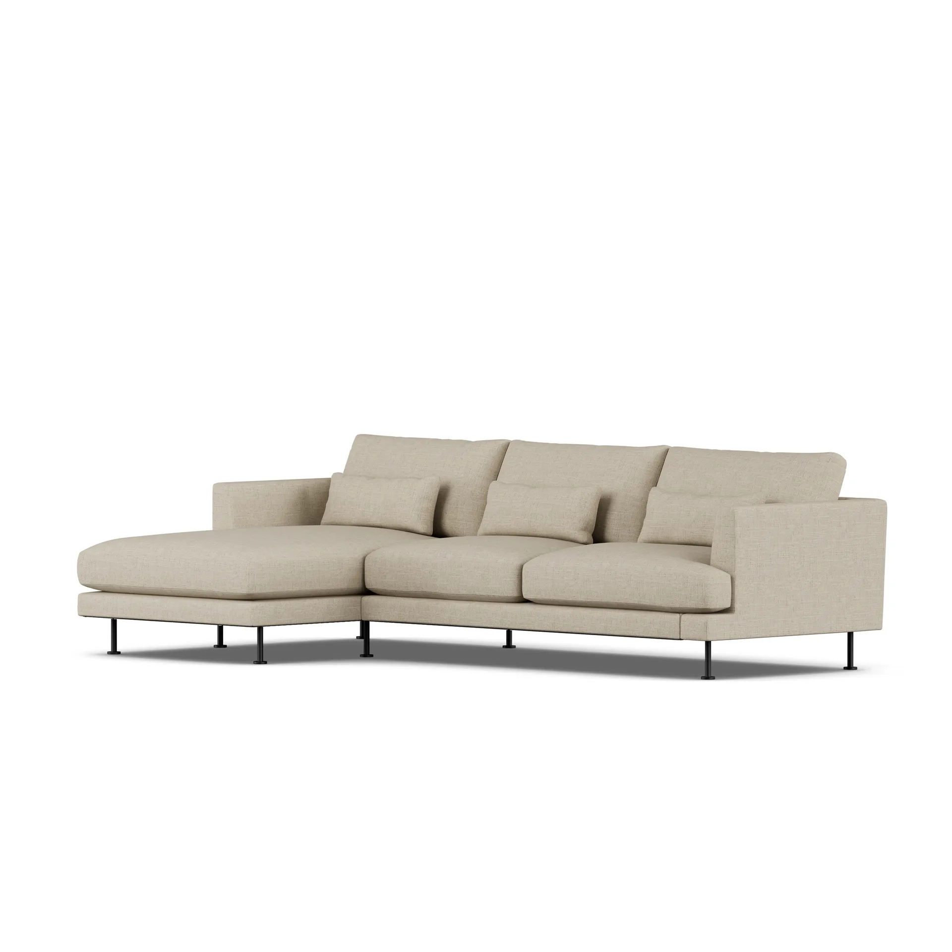 Bredhult soffa, Bern Beige 0341-svart stål, 2,5-sits C2 1898