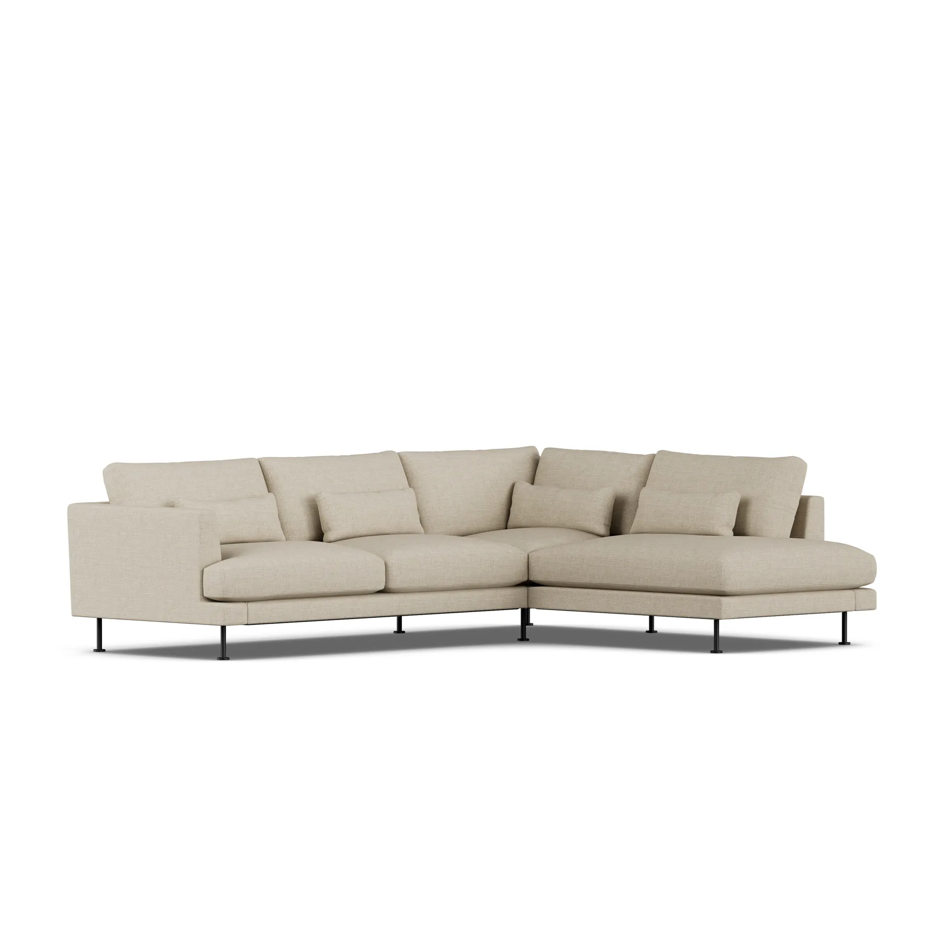 Bredhult soffa, Bern Beige 0341-svart stål, 3-sits A1 1898