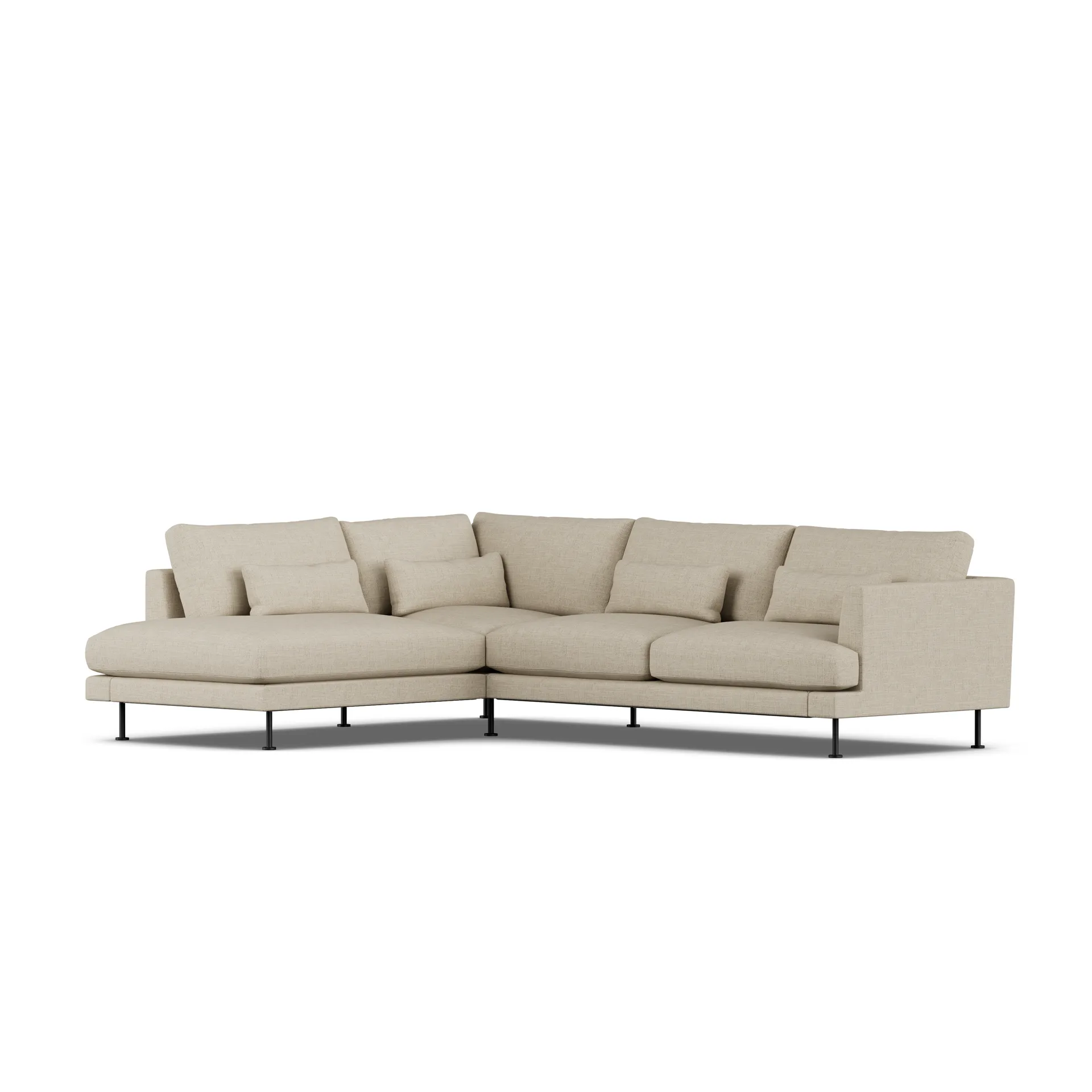 Bredhult soffa, Bern Beige 0341-svart stål, 3-sits A2 1898