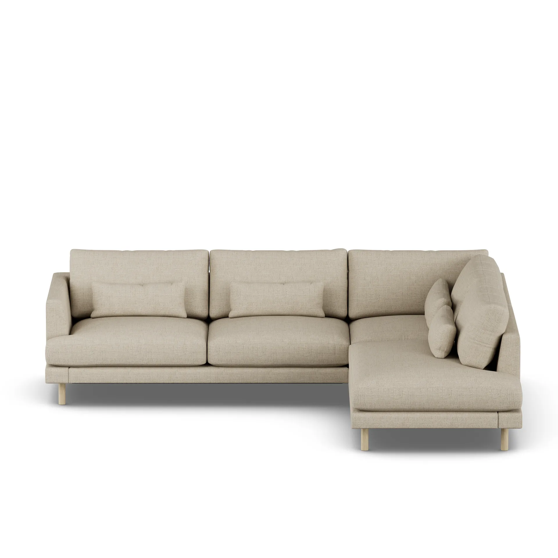 Bredhult soffa, Bern Beige 0341-vitoljad ek, 3-sits A1 1898