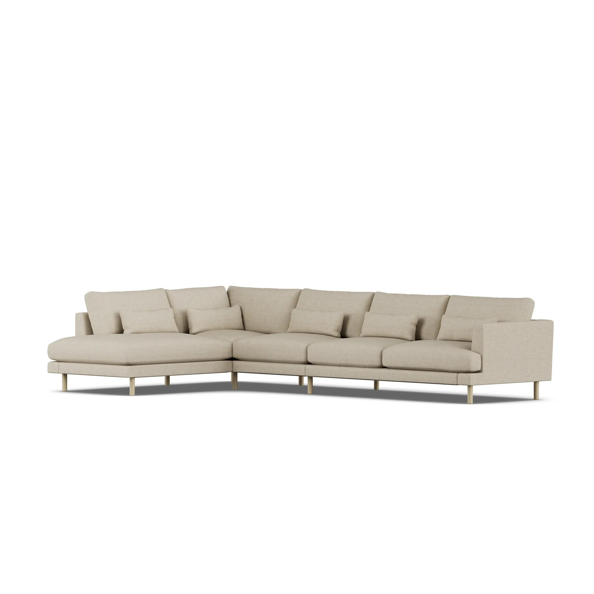 Bredhult soffa, Bern Beige 0341-vitoljad ek, 4-sits B2 1898