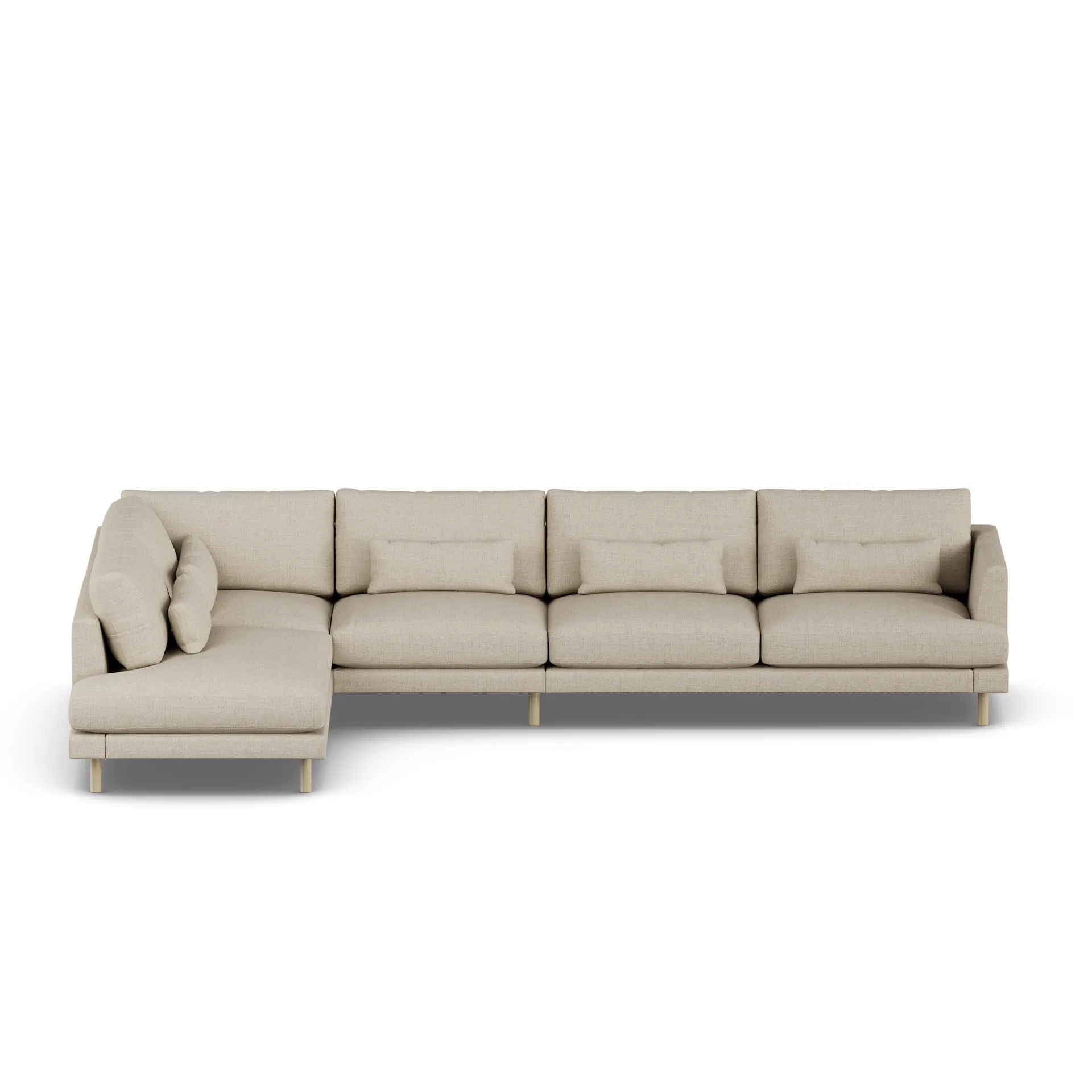 Bredhult soffa, Bern Beige 0341-vitoljad ek, 4-sits B2 1898