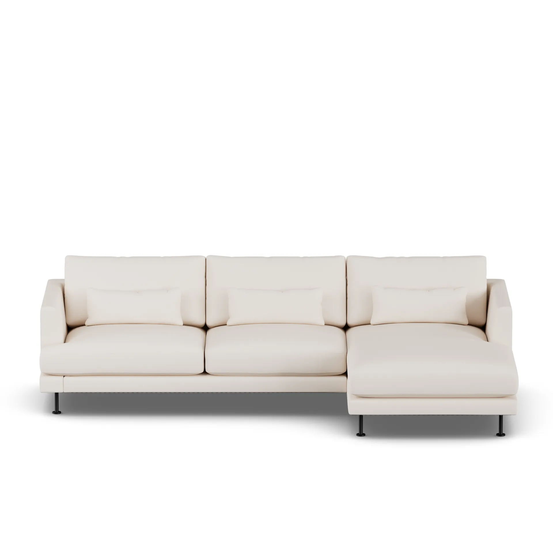 Bredhult soffa, Caleido Beige 9600-svart stål, 2,5-sits C1 1898