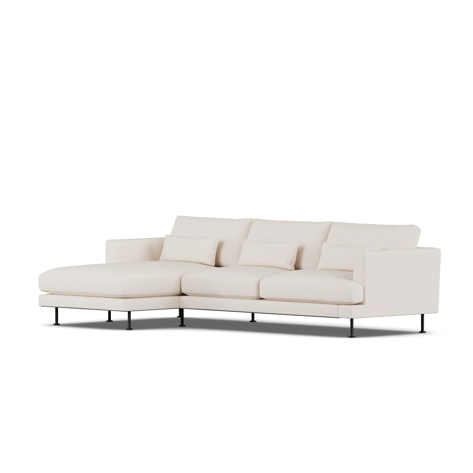 Bredhult soffa, Caleido Beige 9600-svart stål, 2,5-sits C2 1898
