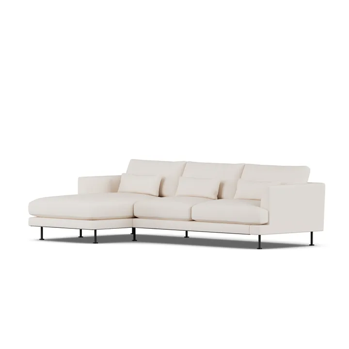 Bredhult soffa - Caleido Beige 9600-svart stål, 2,5-sits C2 - 1898