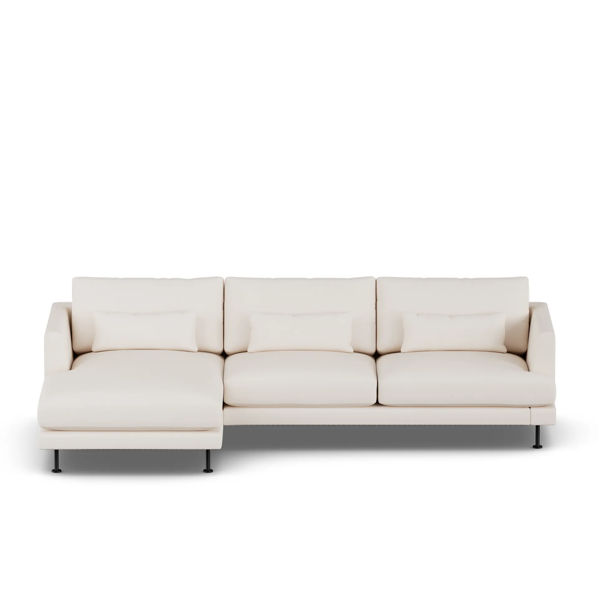 Bredhult soffa, Caleido Beige 9600-svart stål, 2,5-sits C2 1898