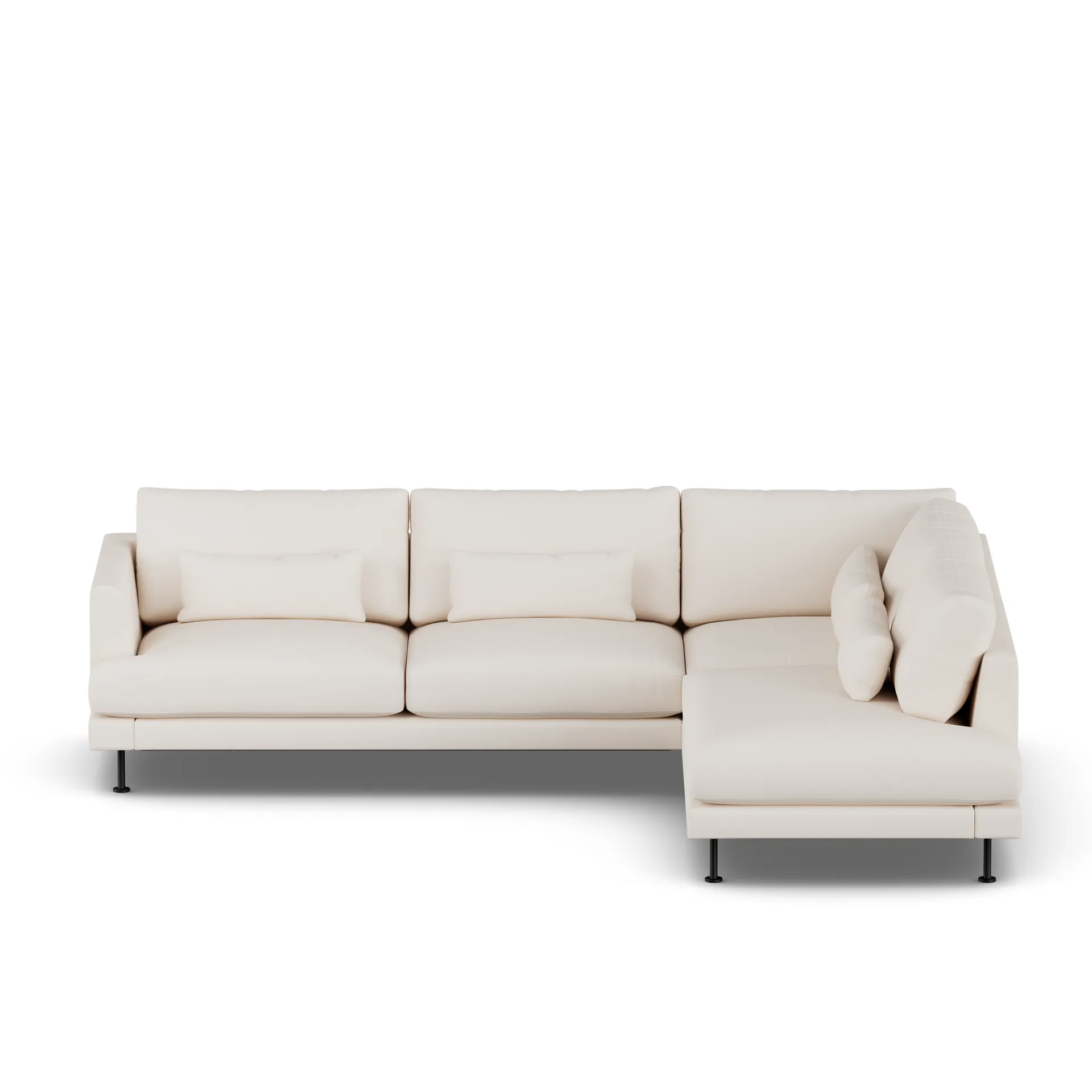 Bredhult soffa, Caleido Beige 9600-svart stål, 3-sits A1 1898