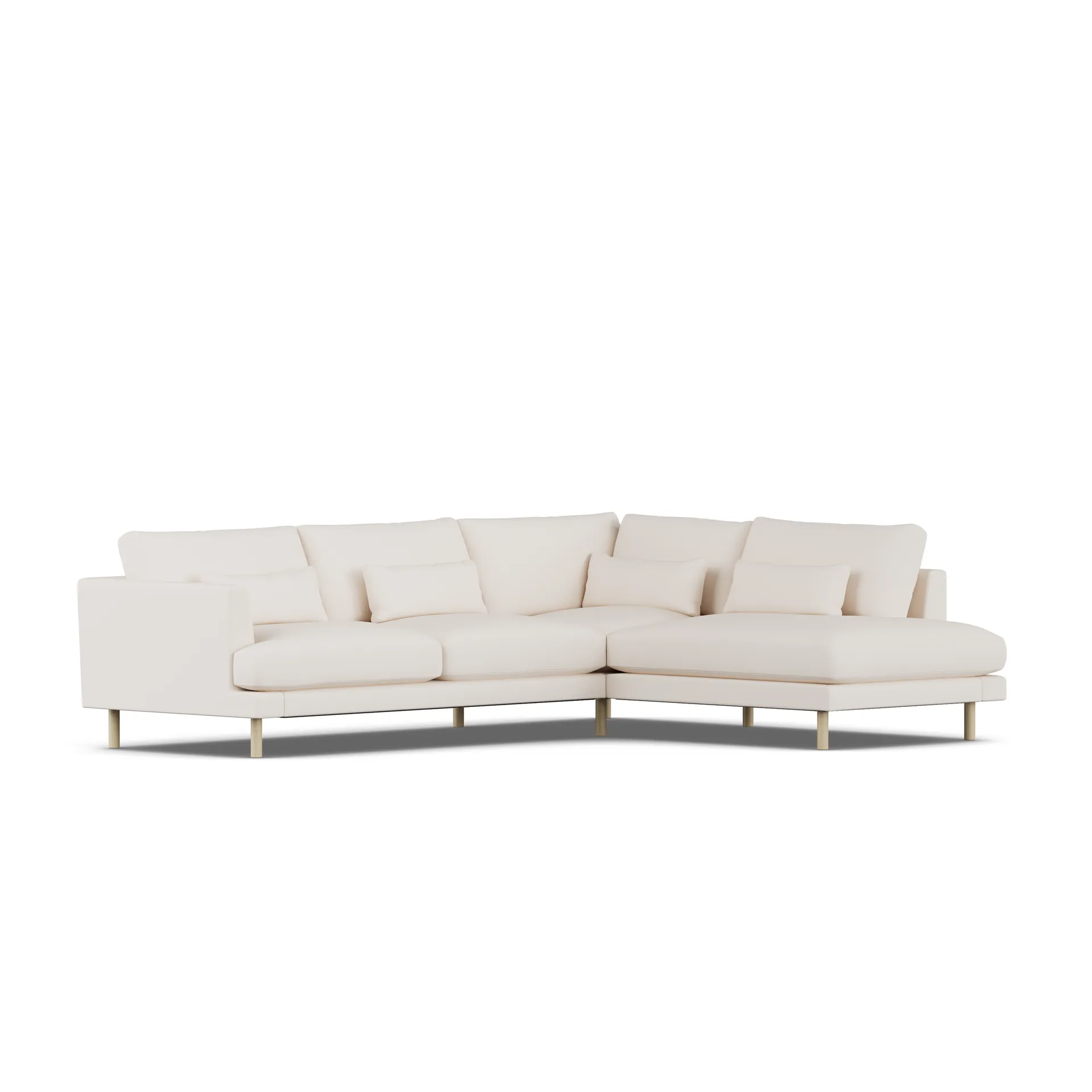 Bredhult soffa, Caleido Beige 9600-vitoljad ek, 3-sits A1 1898