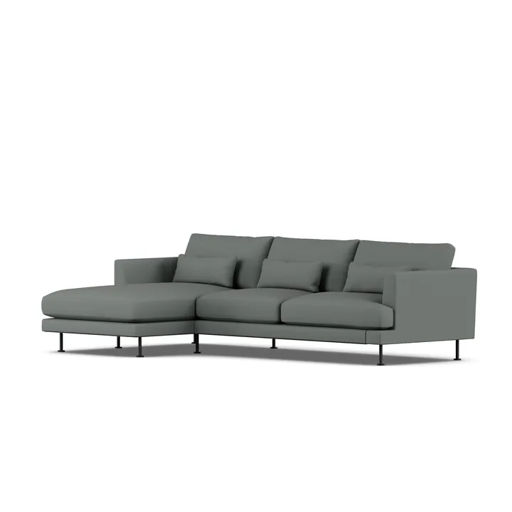 Bredhult soffa - Caleido Grey 1240-svart stål, 2,5-sits C2 - 1898