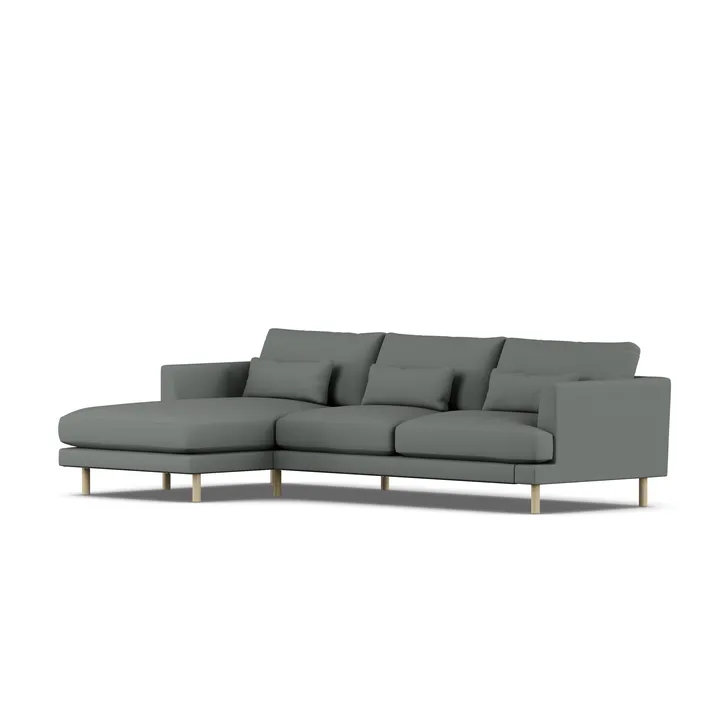 Bredhult soffa - Caleido Grey 1240-vitoljad ek, 2,5-sits C2 - 1898