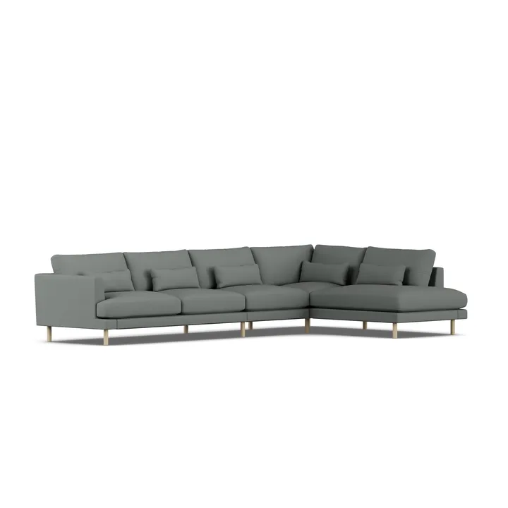 Bredhult soffa - Caleido Grey 1240-vitoljad ek, 4-sits B1 - 1898