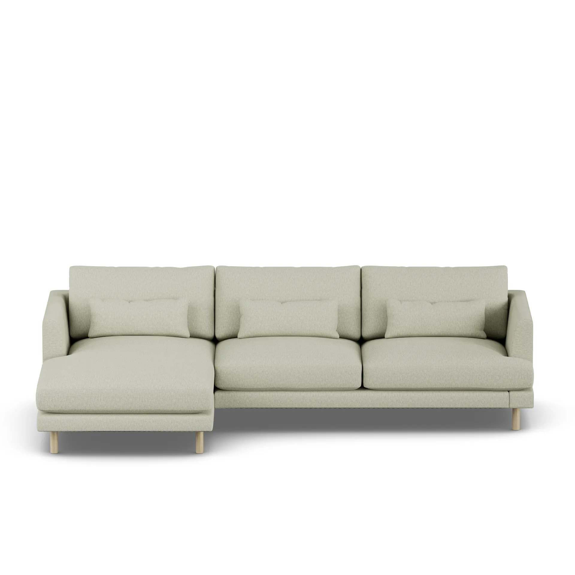 Bredhult soffa, Luiza Beige 3981-vitoljad ek, 2,5-sits C2 1898