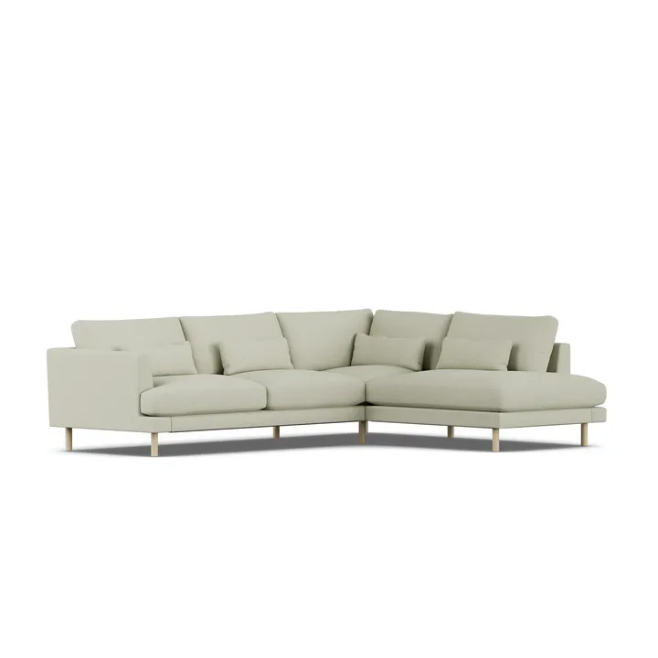Bredhult soffa - Luiza Beige 3981-vitoljad ek, 3-sits A1 - 1898