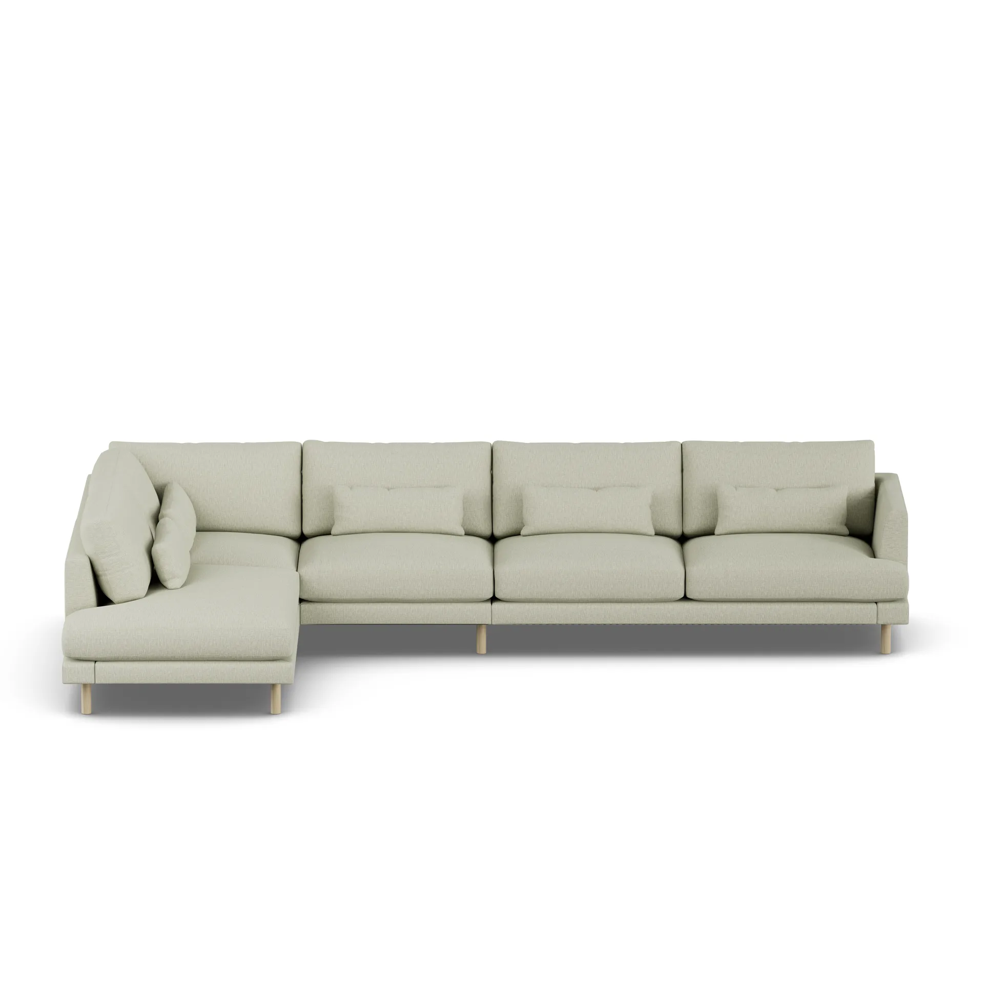 Bredhult soffa, Luiza Beige 3981-vitoljad ek, 4-sits B2 1898