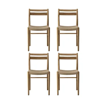 Fridhem matstol, Lackad ek-naturflätad, 4-pack - 1898