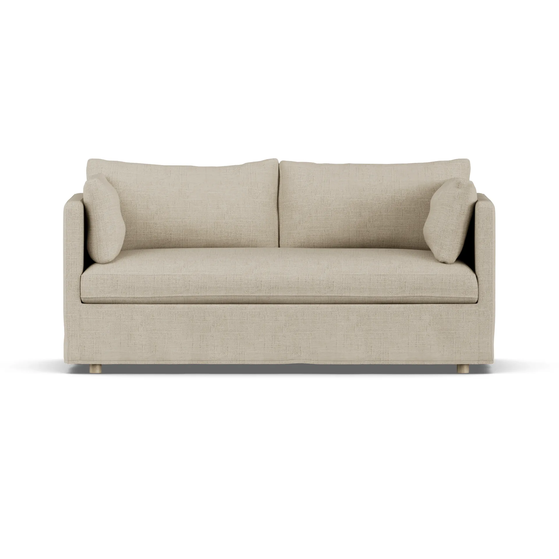 Linnevik soffa, Bern beige 0341-vitoljad ek, 2-sits, med kappa 1898