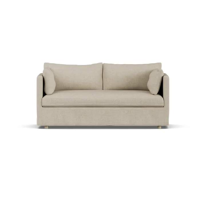 Linnevik soffa - Bern beige 0341-vitoljad ek, 2-sits, med kappa - 1898