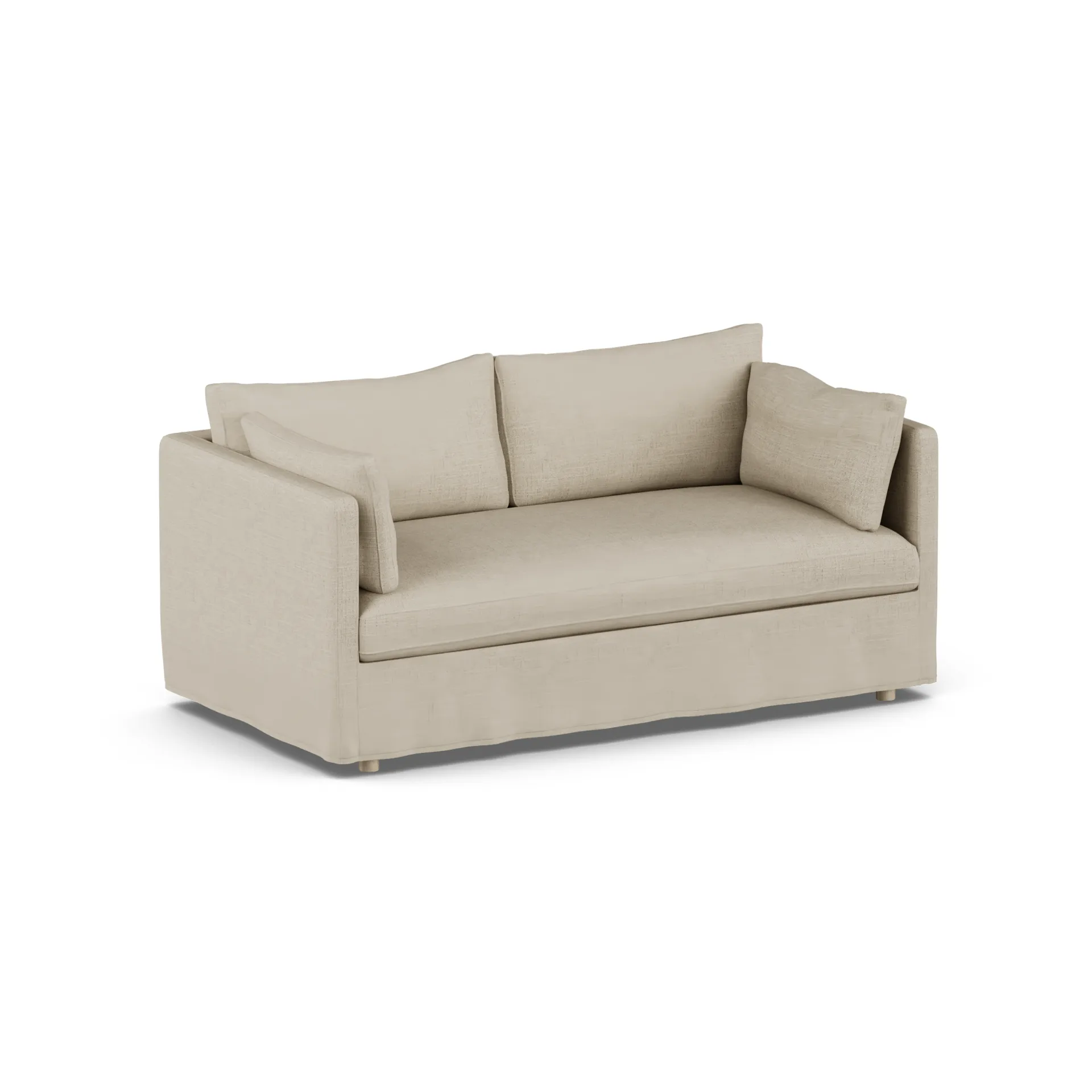 Linnevik soffa, Bern beige 0341-vitoljad ek, 2-sits, med kappa 1898