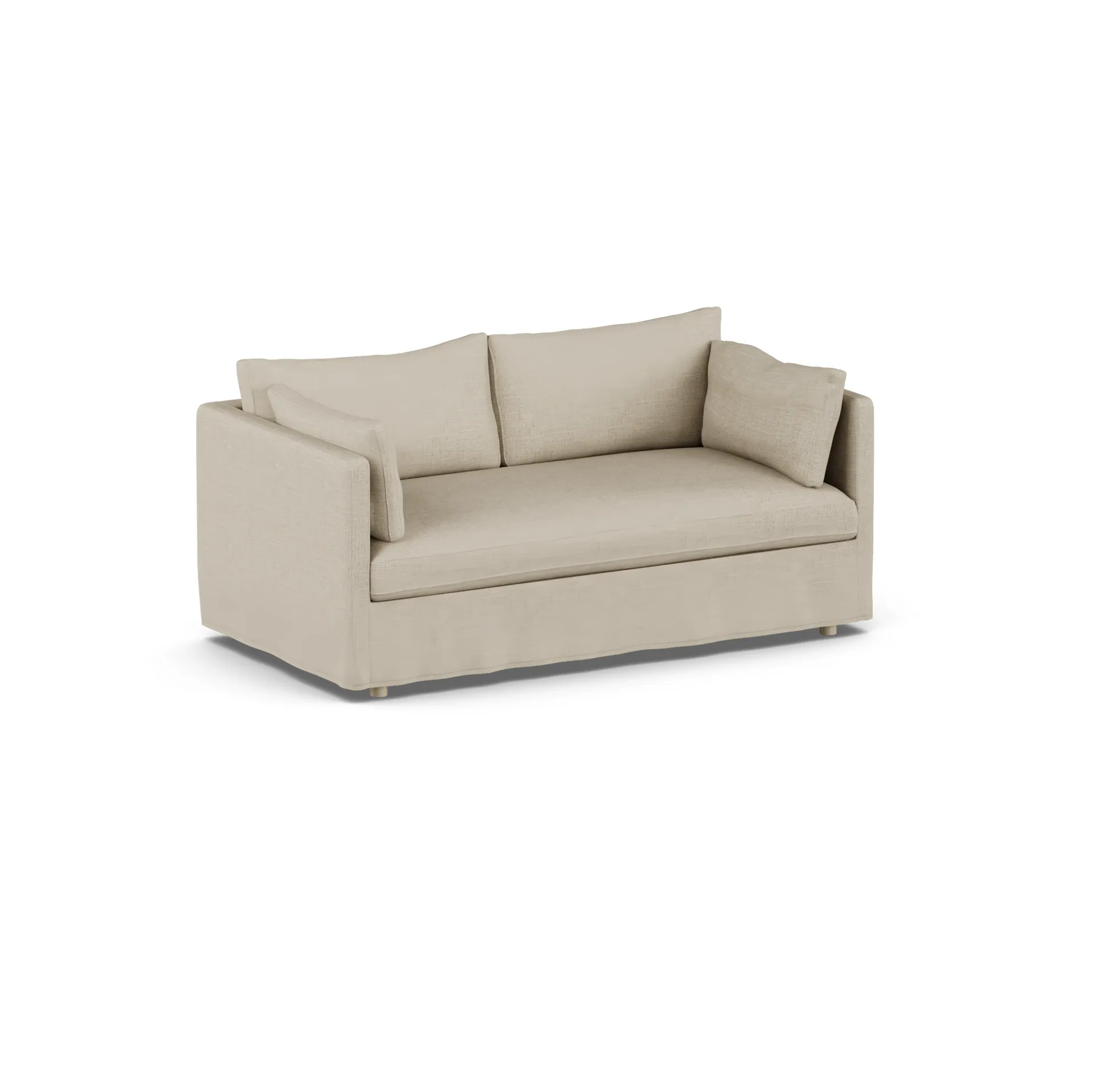 Linnevik soffa, Bern beige 0341-vitoljad ek, 2-sits, med kappa 1898