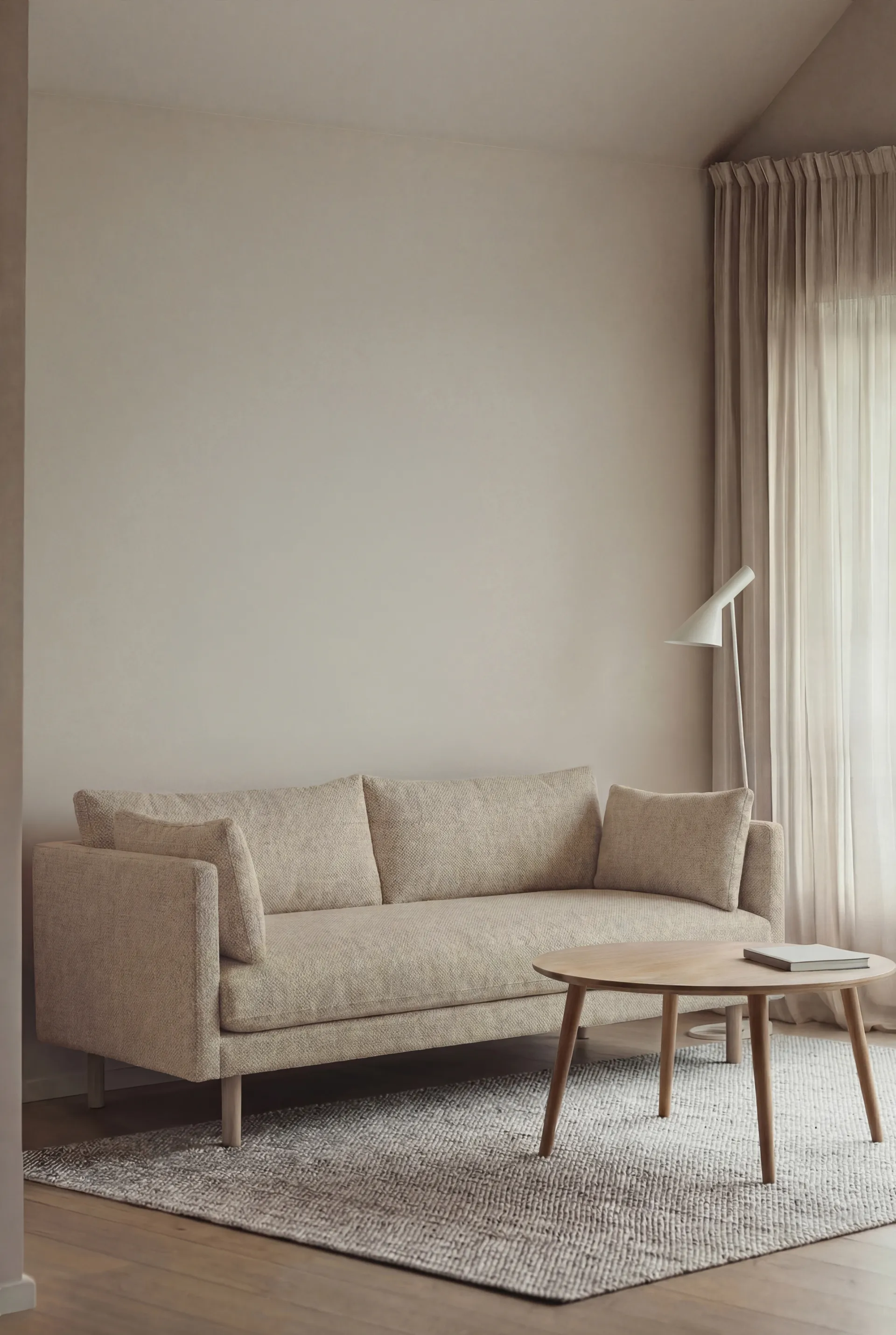 Linnevik soffa, Bern Beige 0341-vitoljad ek, 2-sits, utan kappa 1898