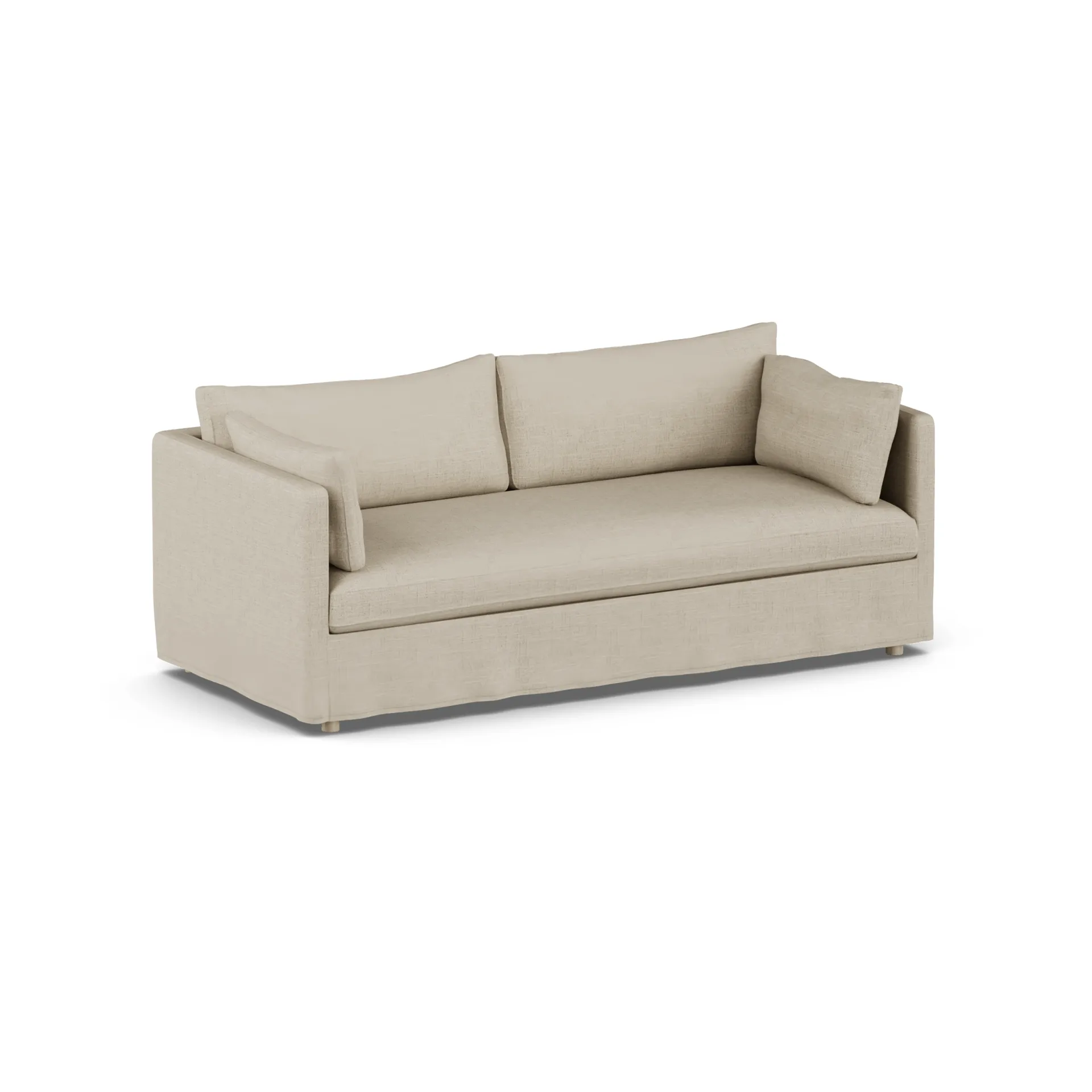 Linnevik soffa, Bern Beige 0341-vitoljad ek, 3-sits, med kappa 1898