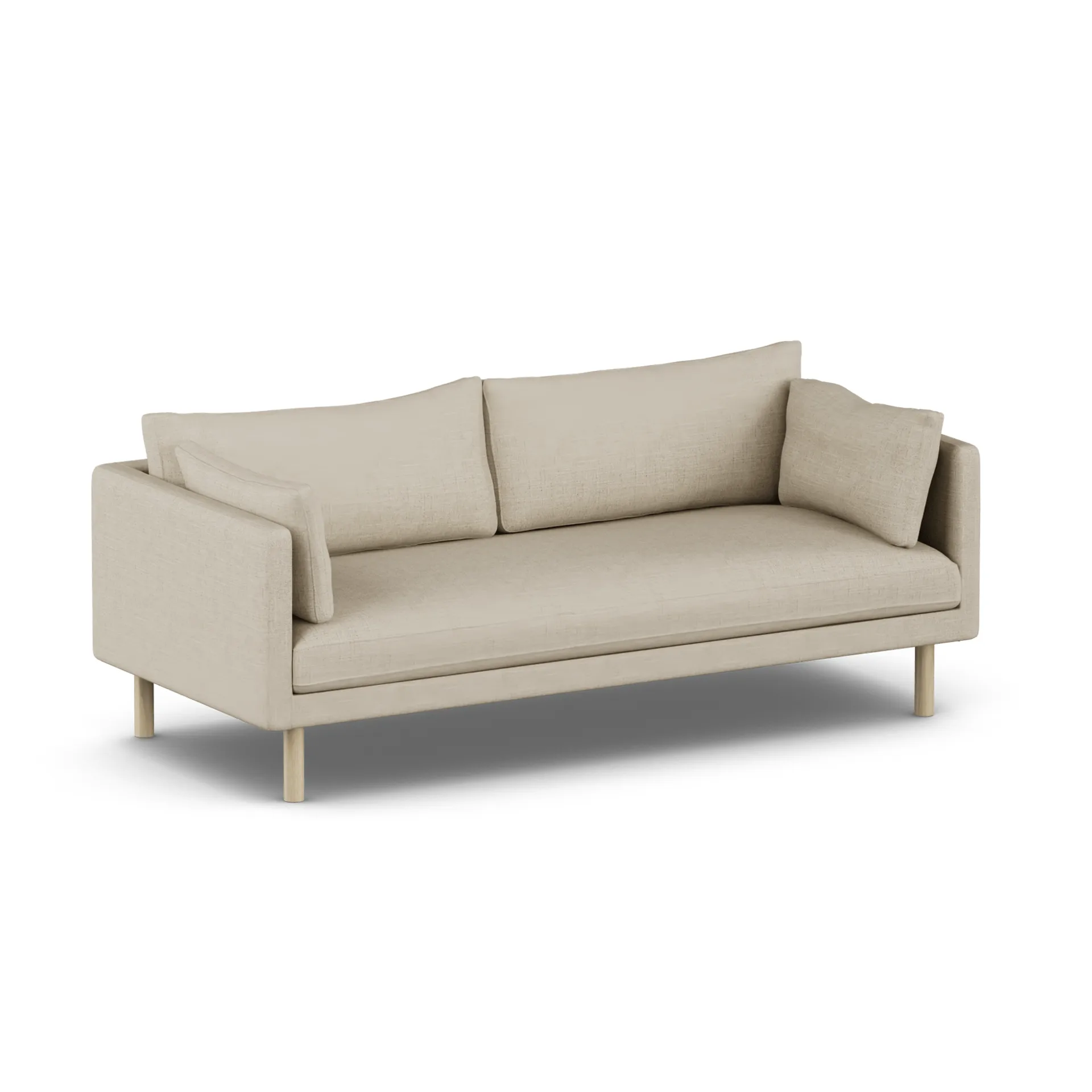 Linnevik soffa, Bern Beige 0341-vitoljad ek, 3-sits, utan kappa 1898