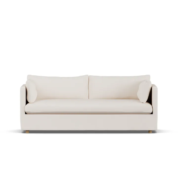 Linnevik soffa - Caleido beige 9600-vitoljad ek, 3-sits, med kappa - 1898