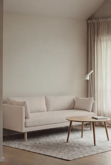 Linnevik soffa - Caleido Beige 9600-vitoljad ek, 3-sits, utan kappa - 1898