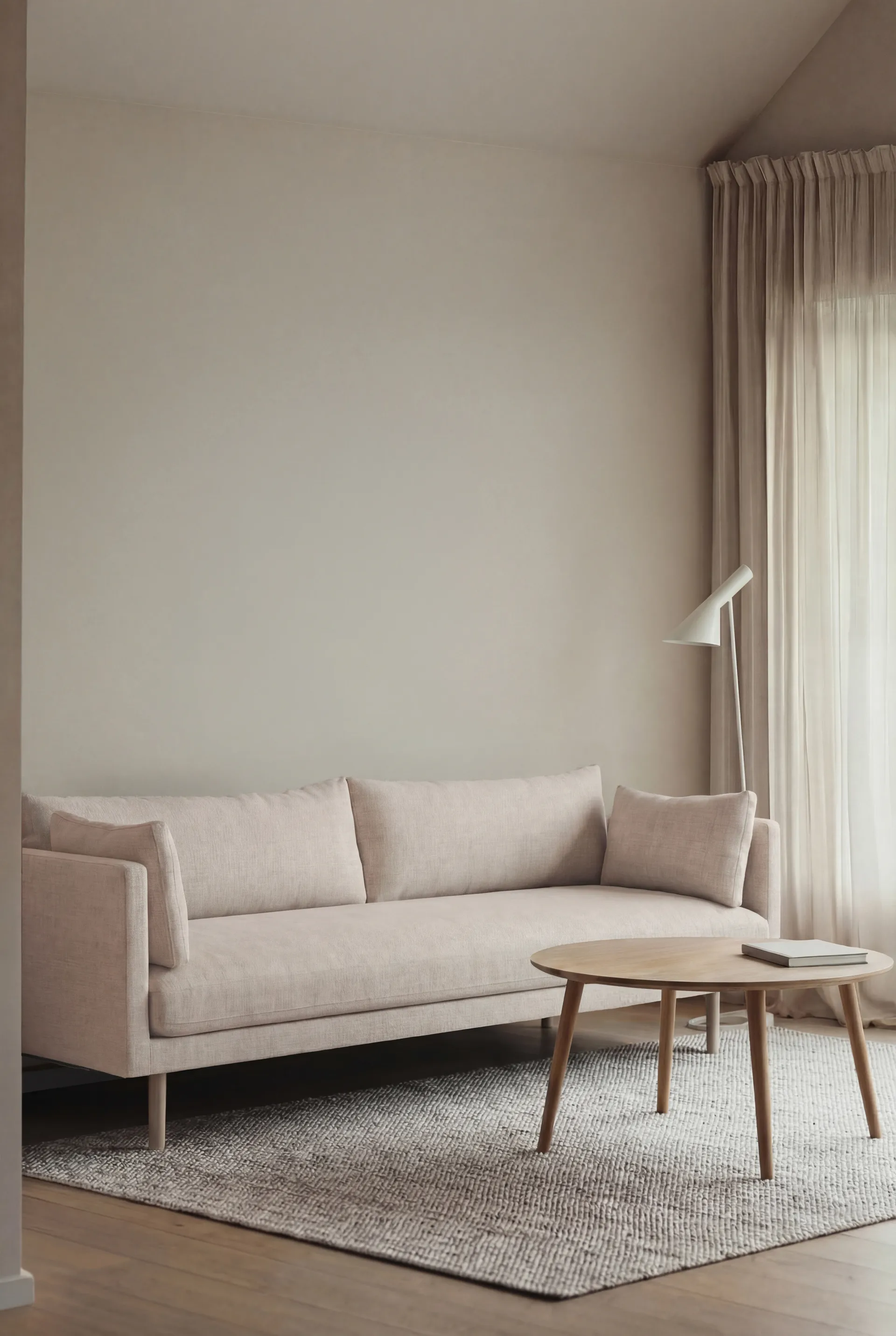 Linnevik soffa, Caleido Beige 9600-vitoljad ek, 4-sits, utan kappa 1898
