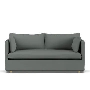 Linnevik soffa - Caleido Grey 1240-vitoljad ek, 2-sits, med kappa - 1898