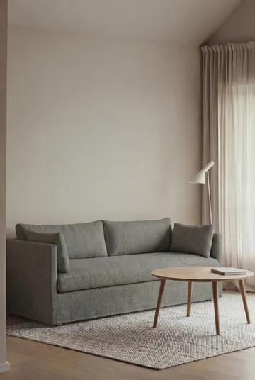 Linnevik soffa - Caleido Grey 1240-vitoljad ek, 3-sits, med kappa - 1898