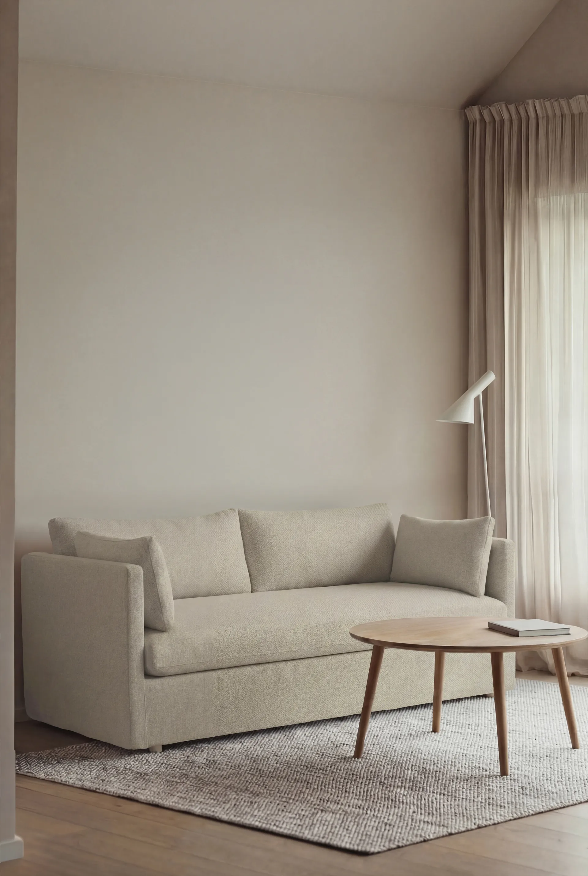 Linnevik soffa, Luiza Beige 3981-vitoljad ek, 2-sits, med kappa 1898